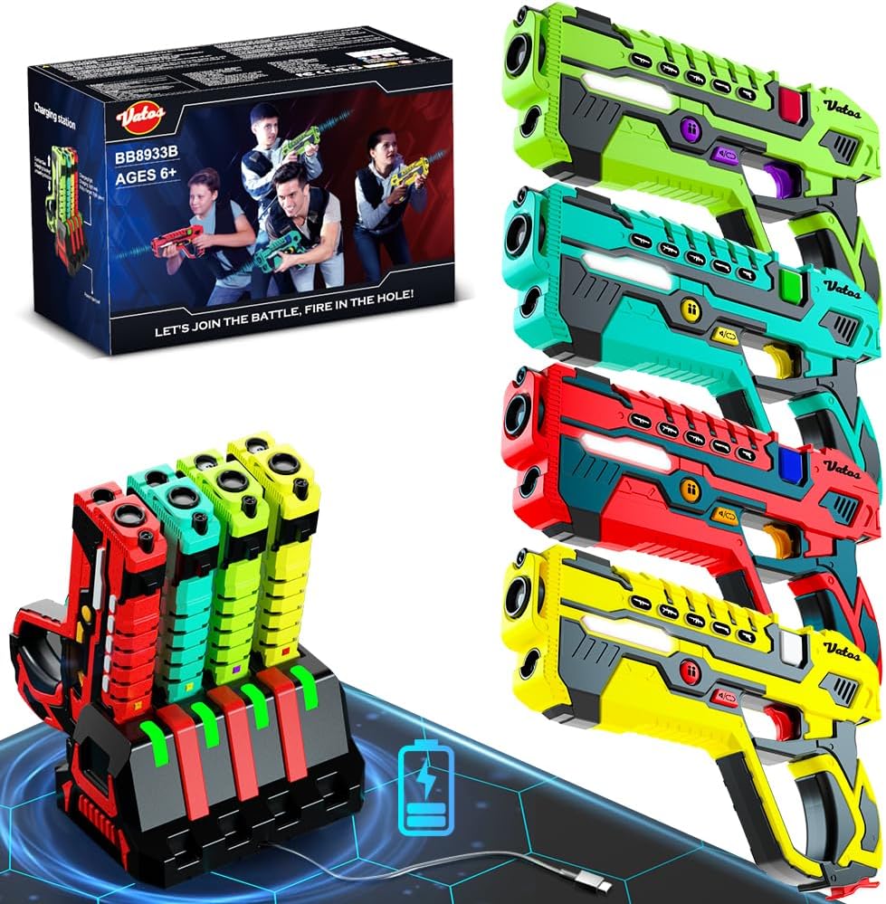 Rechargeable Laser Tag Guns Set - VATOS Laser Tag 4 Player with Charging Station...