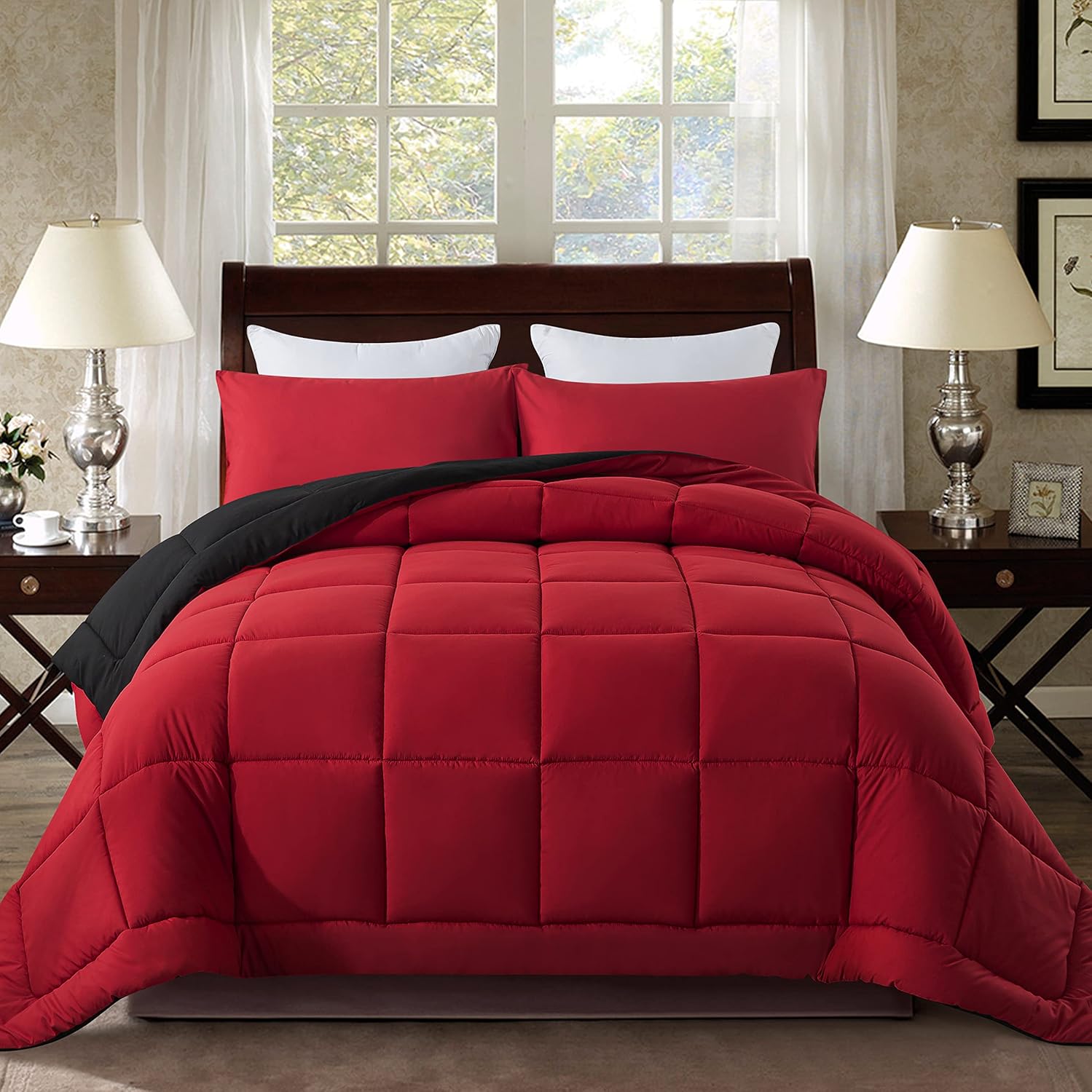 DOWNCOOL Queen Comforter Set -All Season Bedding Comforters Sets with 2 Pillow C...