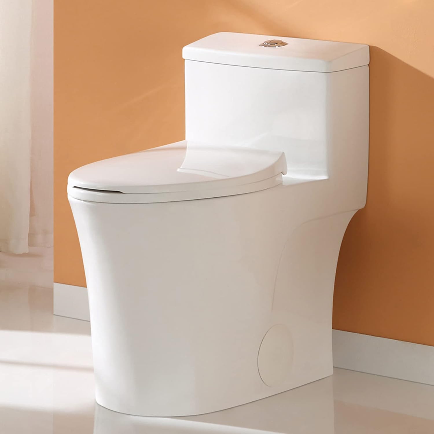 HOROW T0338W Compact One Piece Toilet with Comfort Chair Seat ADA Height 17.3",...
