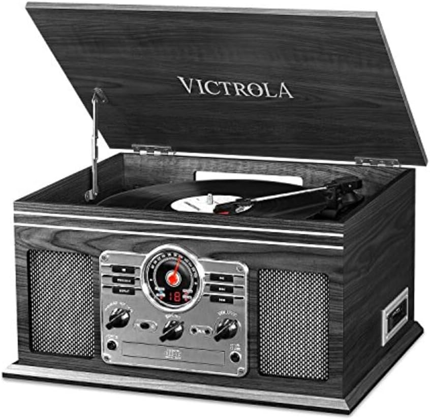 Victrola Nostalgic 6-in-1 Bluetooth Record Player & Multimedia Center with Built...
