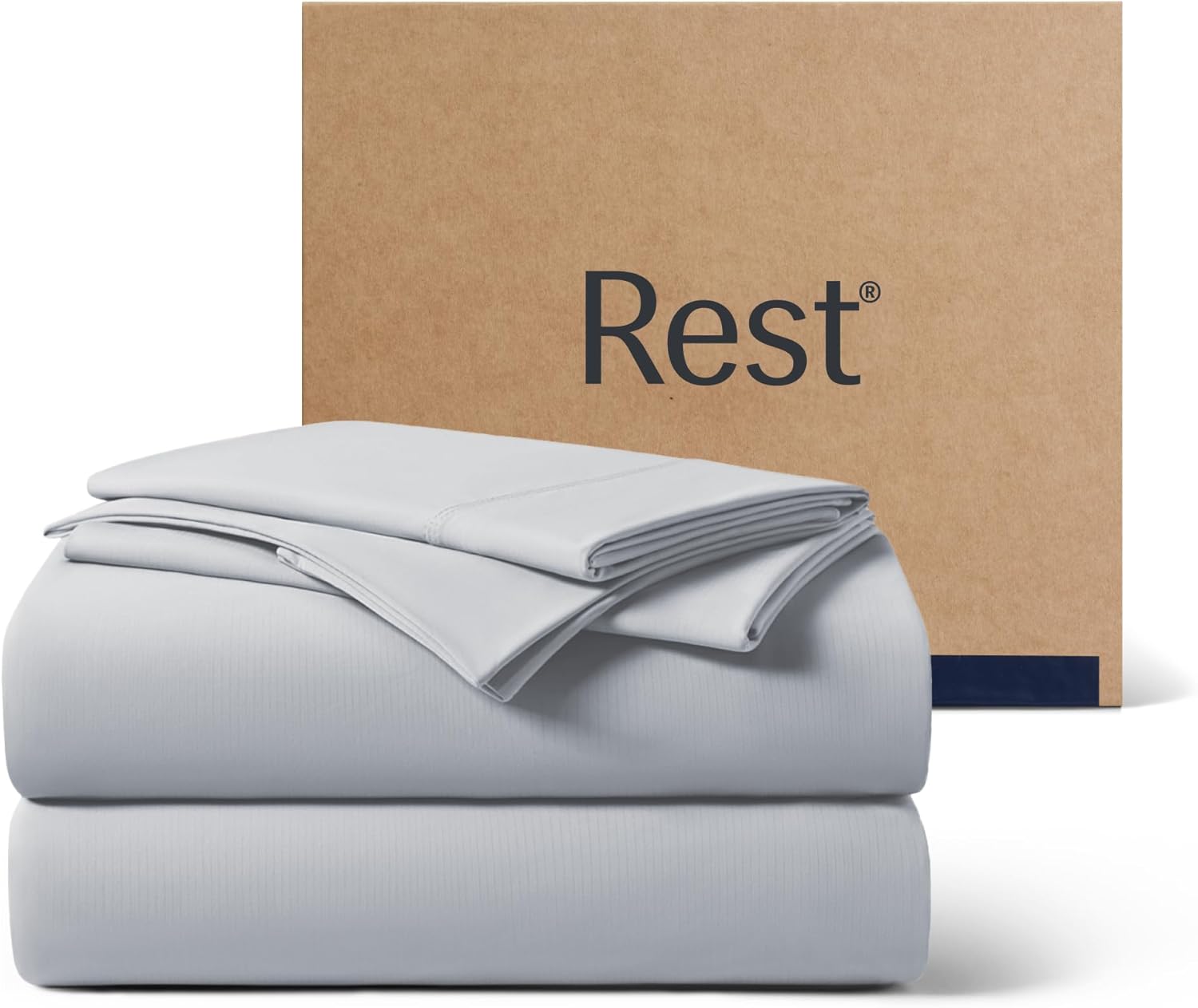 REST® Evercool®+ Starter Sheet Set, King, Light Gray, Breathable Bed Sheets for...