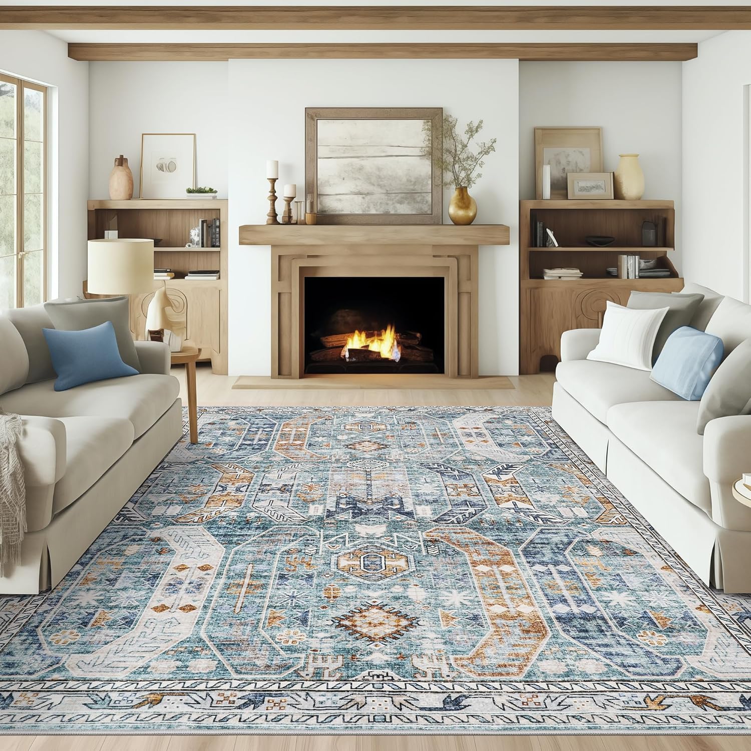 Washable Rug 8x10 Area Rugs for Living Room - Stain Resistant Non-Slip Backing R...