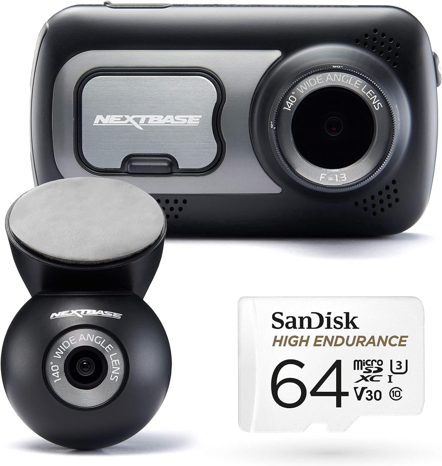 Nextbase 522GW Dash Cam Front and Rear Camera with Class 10 U3 64gb SD Card Reco...