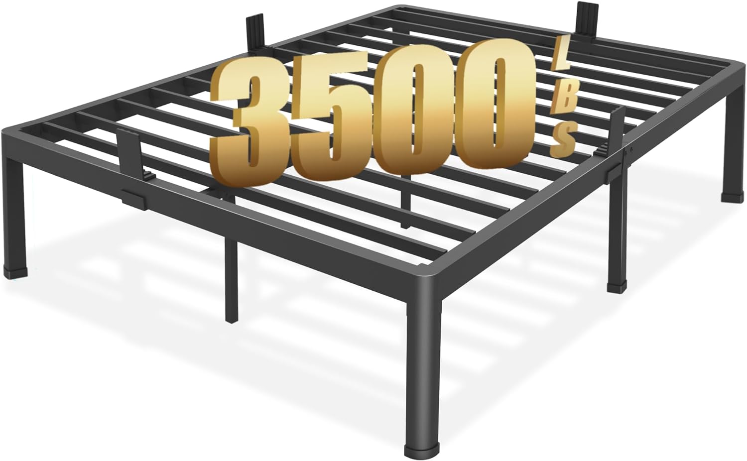 FUIOBYVV Queen Bed Frame with Round Corner Edge Legs 18 inch High 3500 lbs Heavy...