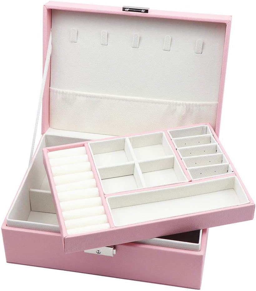 Homeanda Jewellery boxes 2 layer jewellery box Leather jewellery boxes for Women...