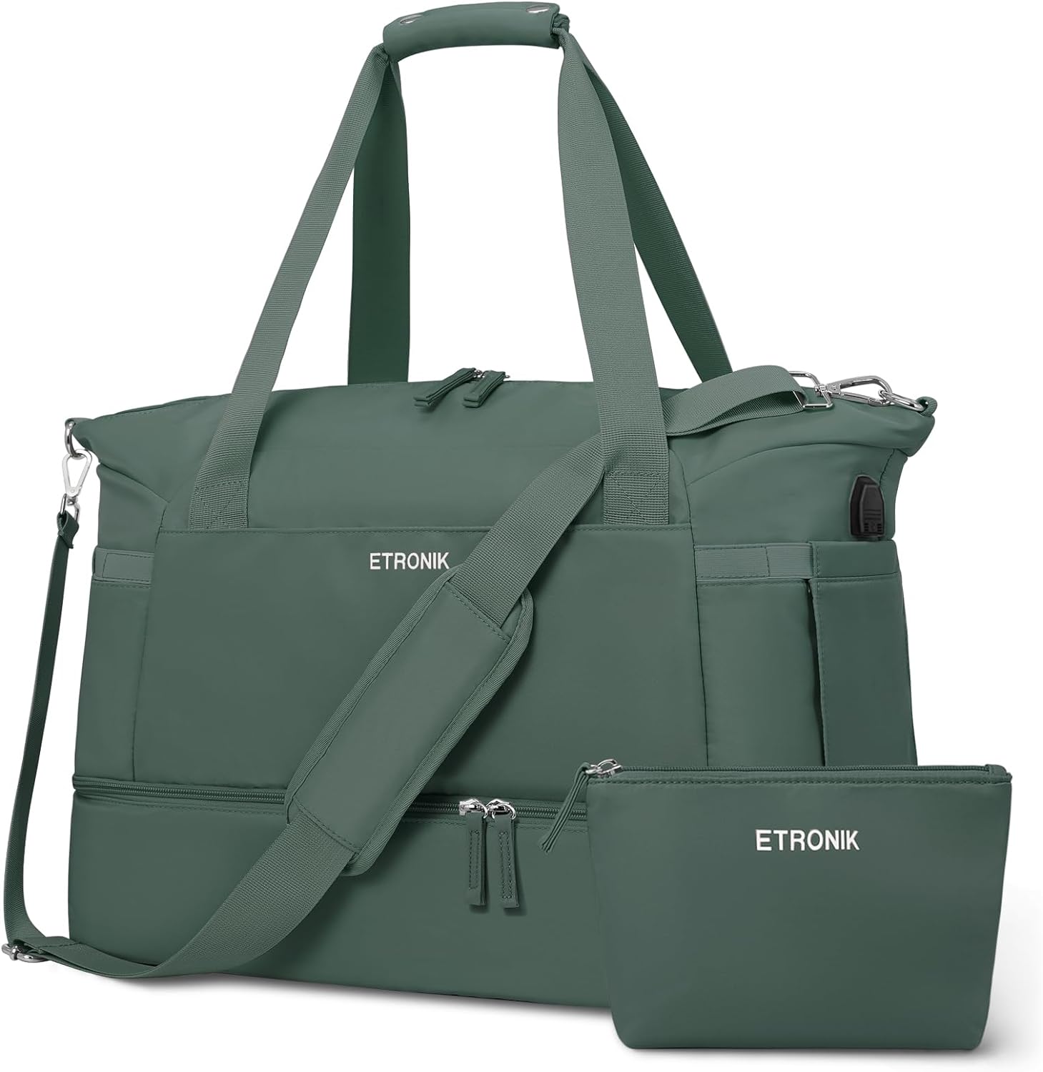ETRONIK Gym Bag for Women, 47L Carry On Travel Duffel Bag with Shoes Compartment...