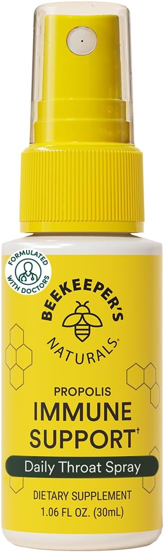 Propolis Throat Spray by Beekeeper's Naturals - 95% Bee Propolis Extract, Natura...