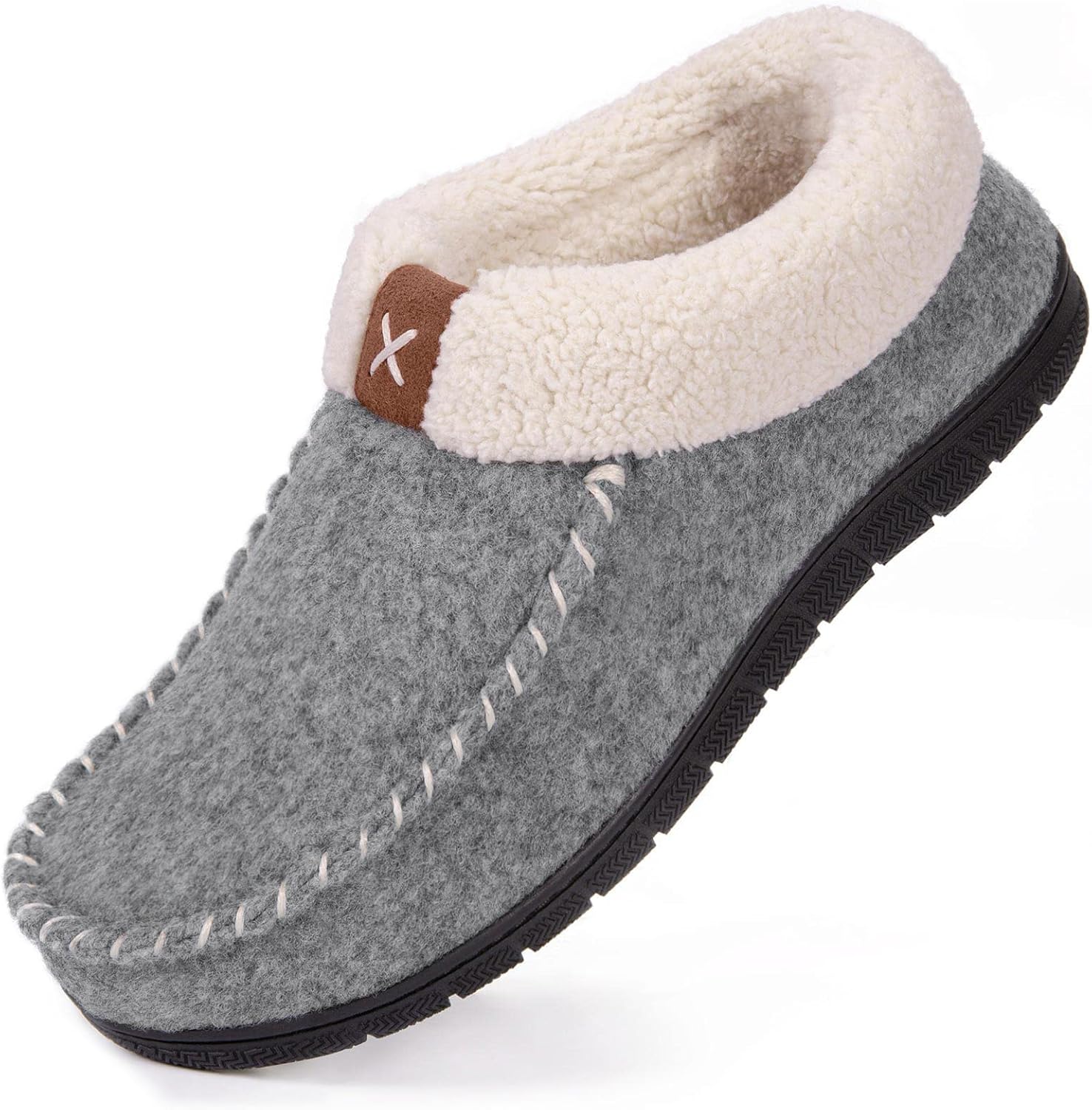 VeraCosy Women's Moccasin Slippers Warm Comfy Wool-felt Memory Foam Indoor House...