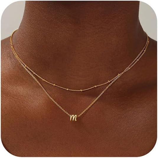 Yoosteel Layered Initial Necklaces for Women Girls Trendy, 14K Gold Plated Lette...