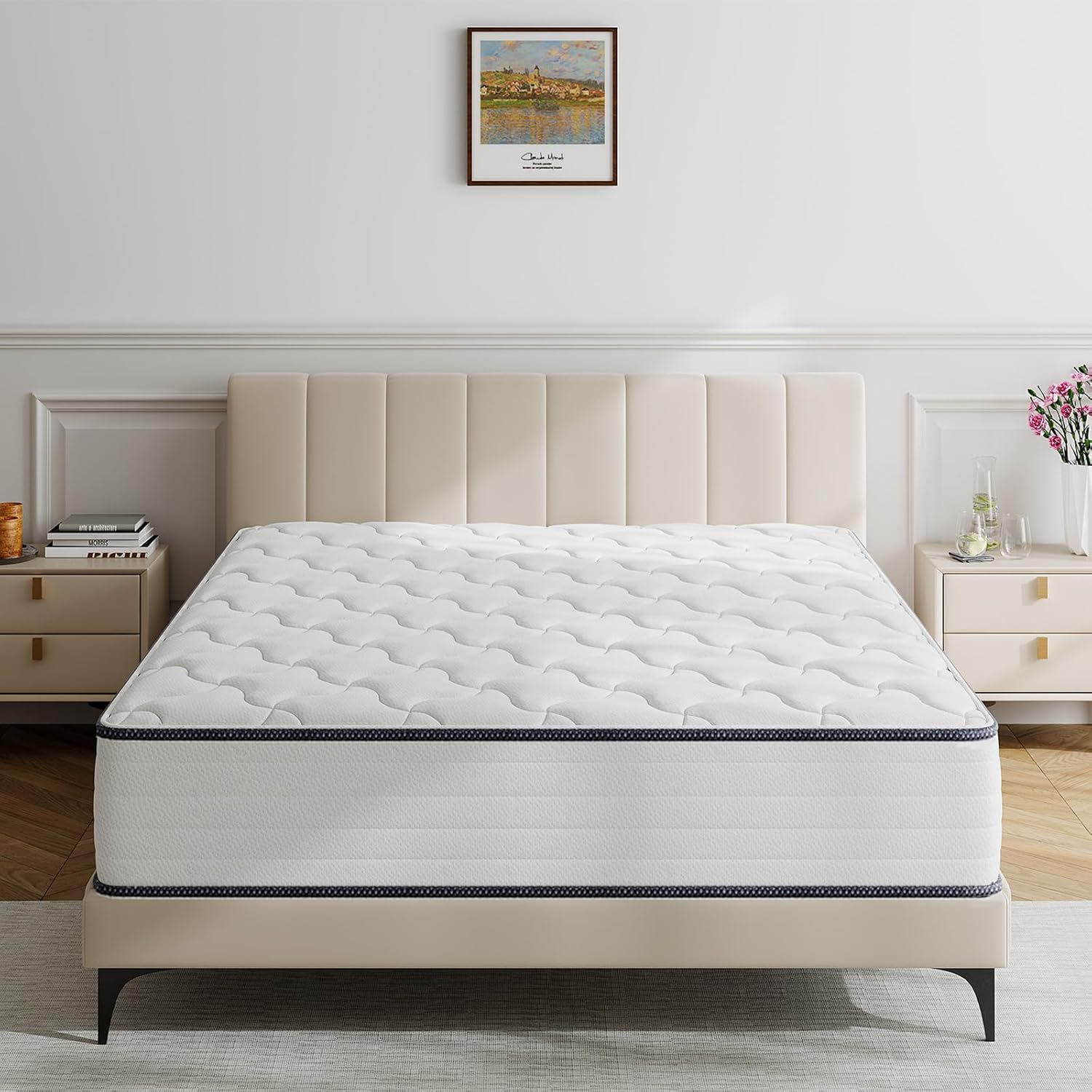 TXO Queen Mattress, 10 Inch Medium Firm Hybrid Mattress with Antistatic Breathab...