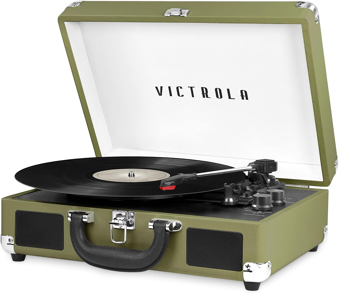 Victrola Vintage 3-Speed Bluetooth Portable Suitcase Record Player with Built-in...