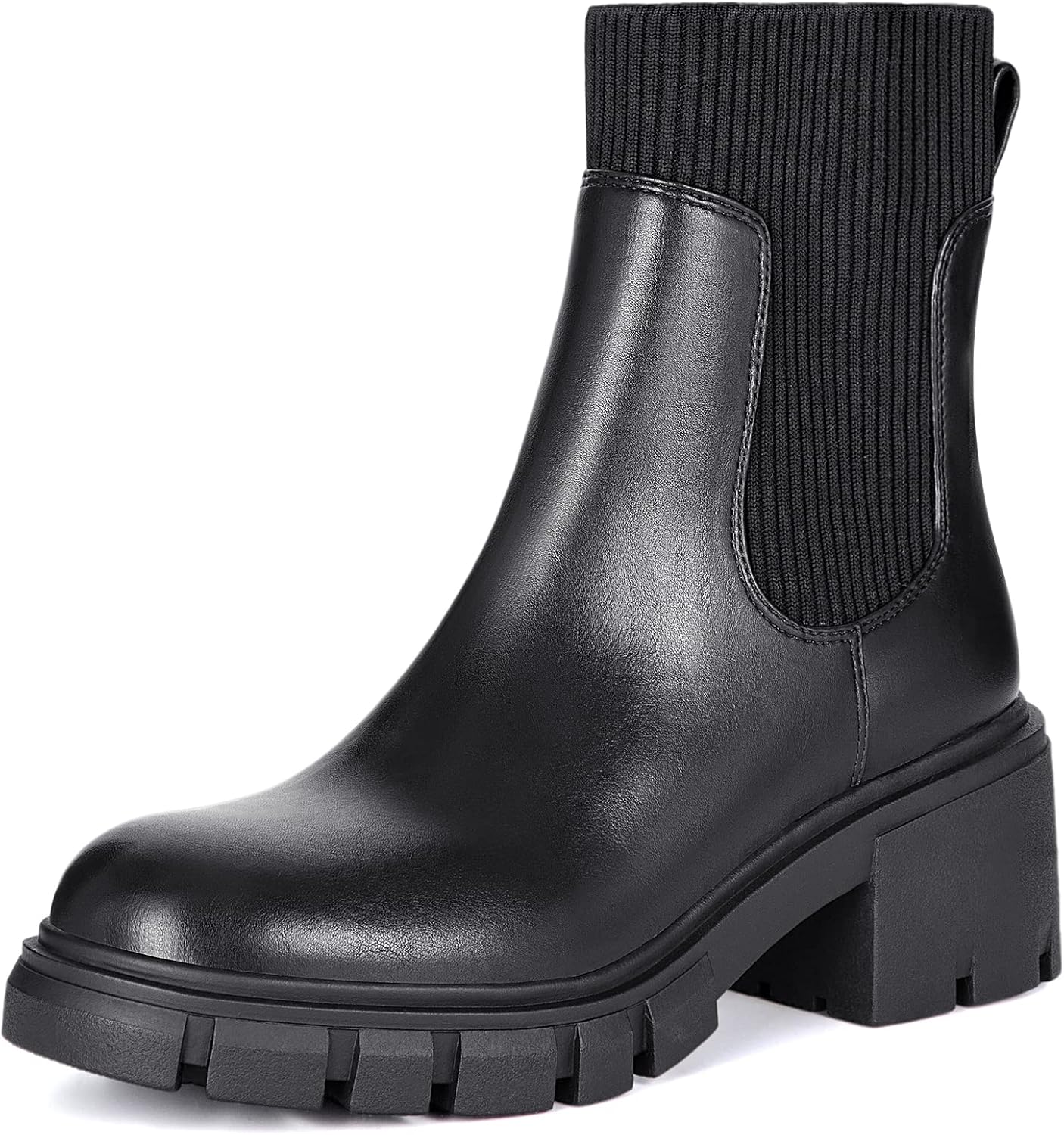 Athlefit Women's Chelsea Boots Fashion Slip on Platform Ankle Boots Lug Sole Chu...