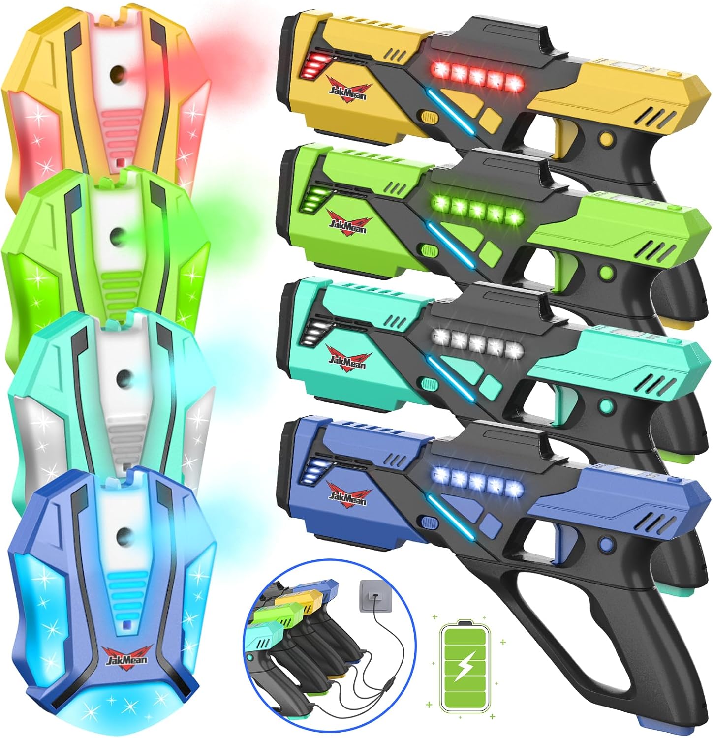 Rechargeable Laser Tag Set with Vests, Laser Tag Guns Set of 4, Laser Tag Set fo...