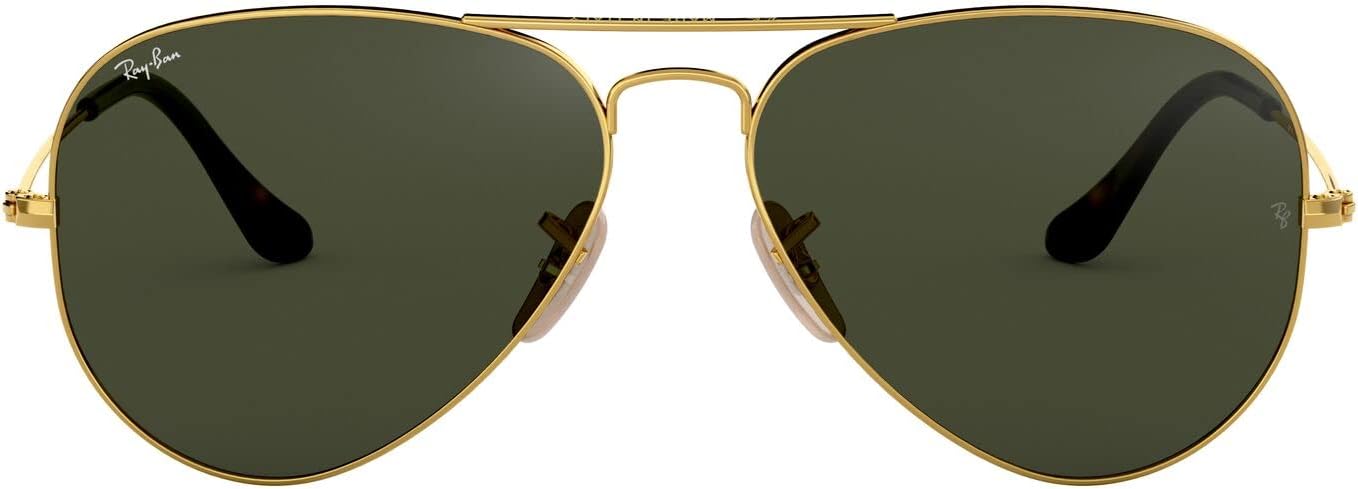 Ray-Ban RB3025 Classic Aviator Sunglasses Gold on Black/G-15 Green 58 Millimeter...