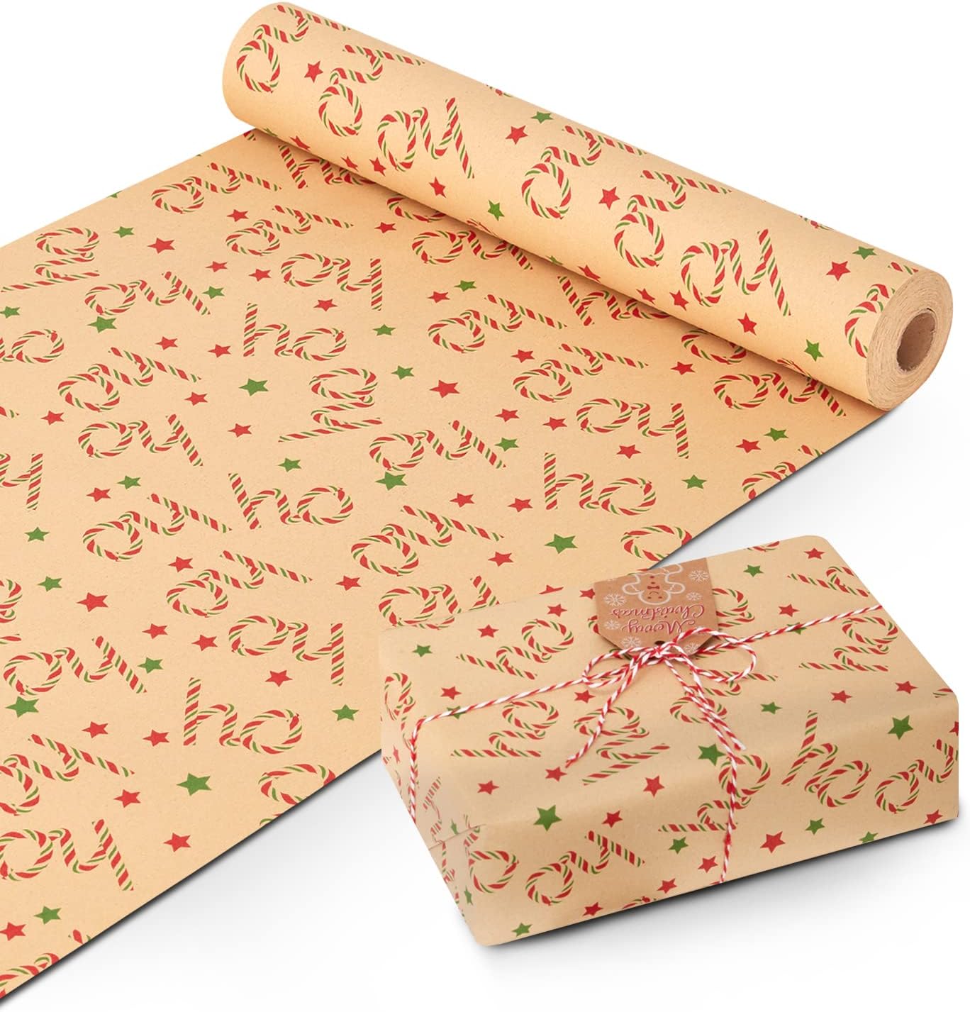KEPLIN Wrapping Paper Roll - Premium Quality Festive Kraft Paper - Wrinkle Resis...