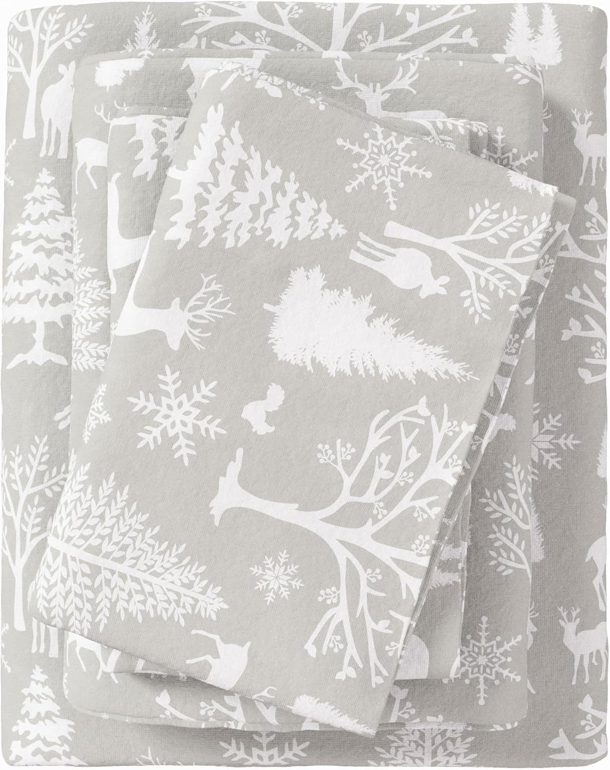 Flannel Sheet Set King Size - 100% Turkish Cotton, Double-Brushed, Printed Bed S...