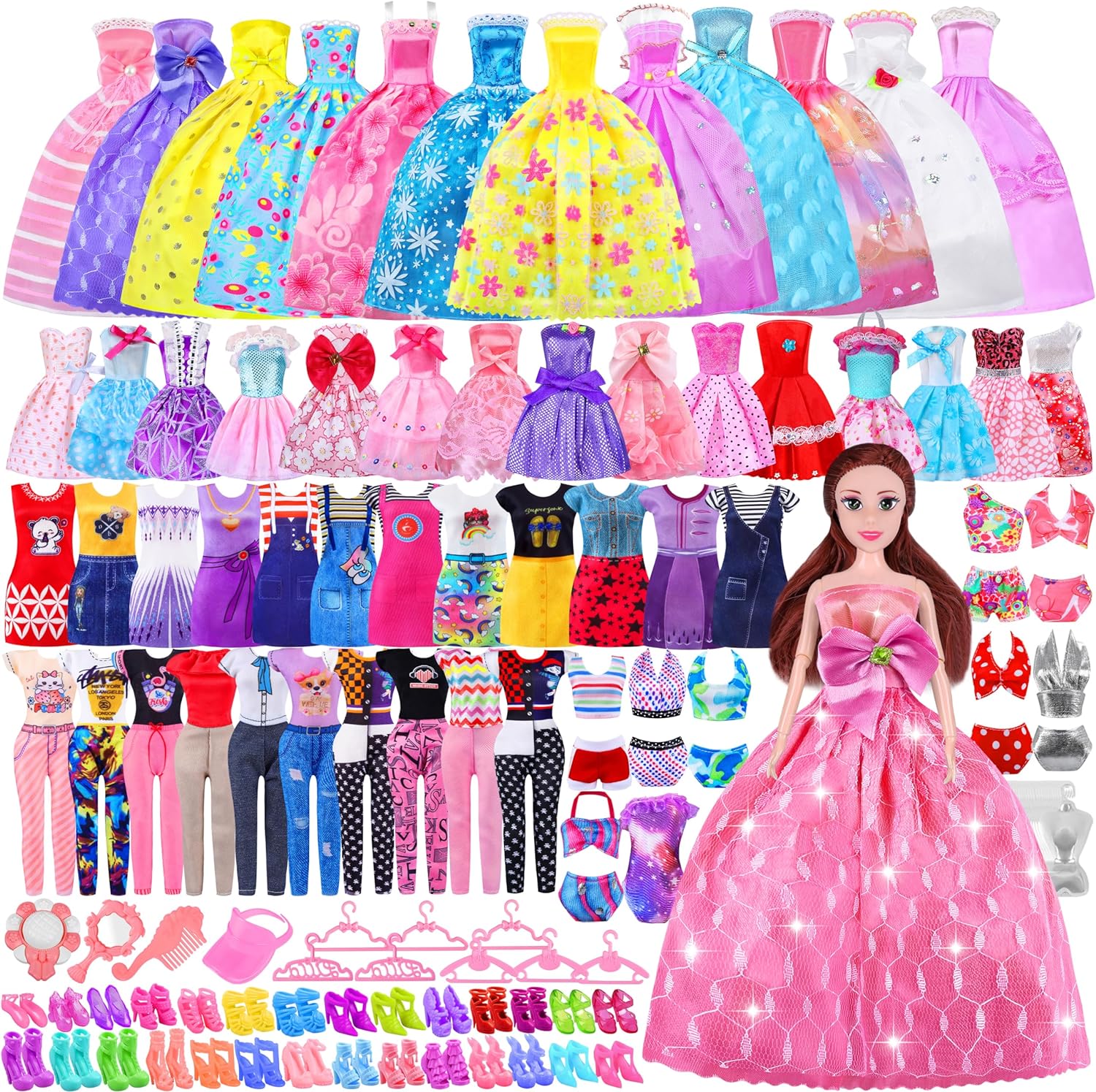 79 Pcs Doll Clothes and Accessories with Doll, Princess Gowns, Fashion Dresses,...