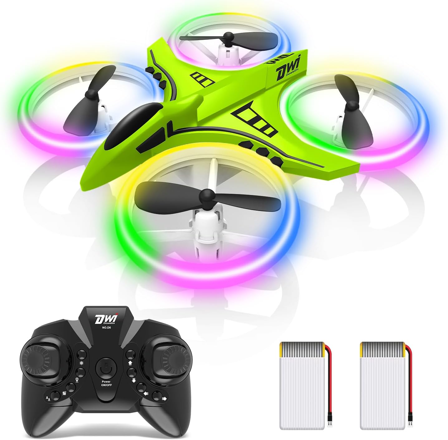 Dwi Dowellin Mini Drone for Kids Crash Proof LED Night Lights One Key Take Off L...
