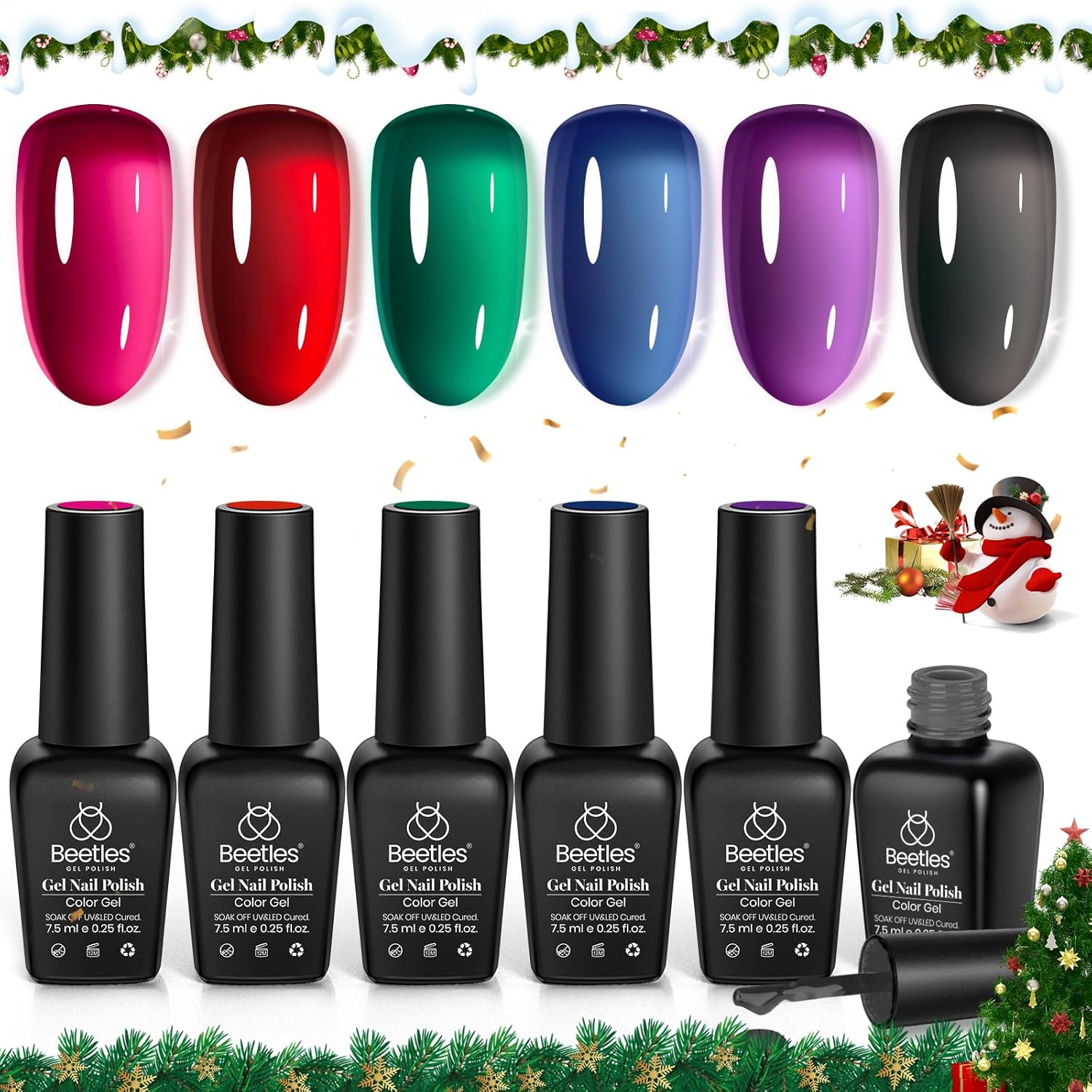 beetles Gel Polish 6 Colors Jelly Gel Nail Polish,Red Black Blue Pink Green Jell...