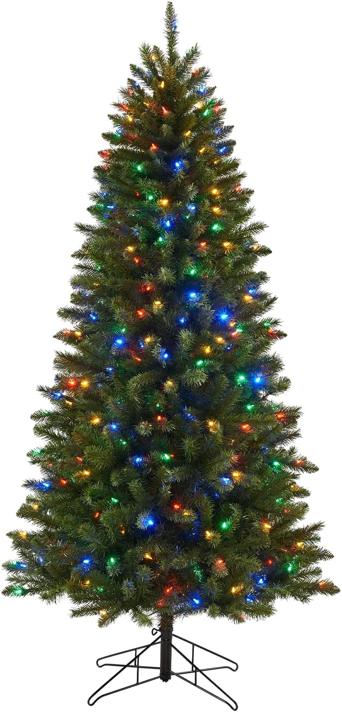 Honeywell 6.5 ft Slim Pre-Lit Christmas Tree, Eagle Peak Pine Pencil Artificial...