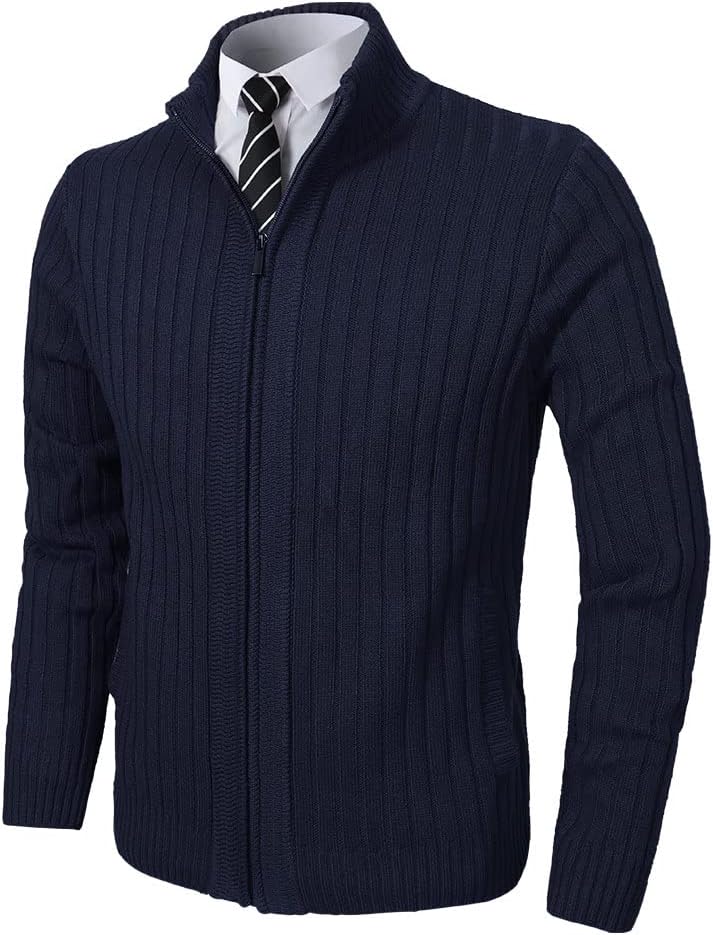 Pioneer Camp Men's Cardigan Sweaters Full Zip Up Stand Collar Slim Fit Casual Kn...