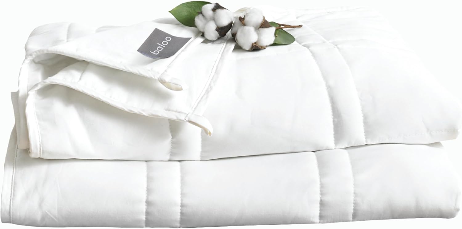 Baloo Weighted Comforter for Adults (Pebble White - 15lbs 90"x90" - Full & Queen...