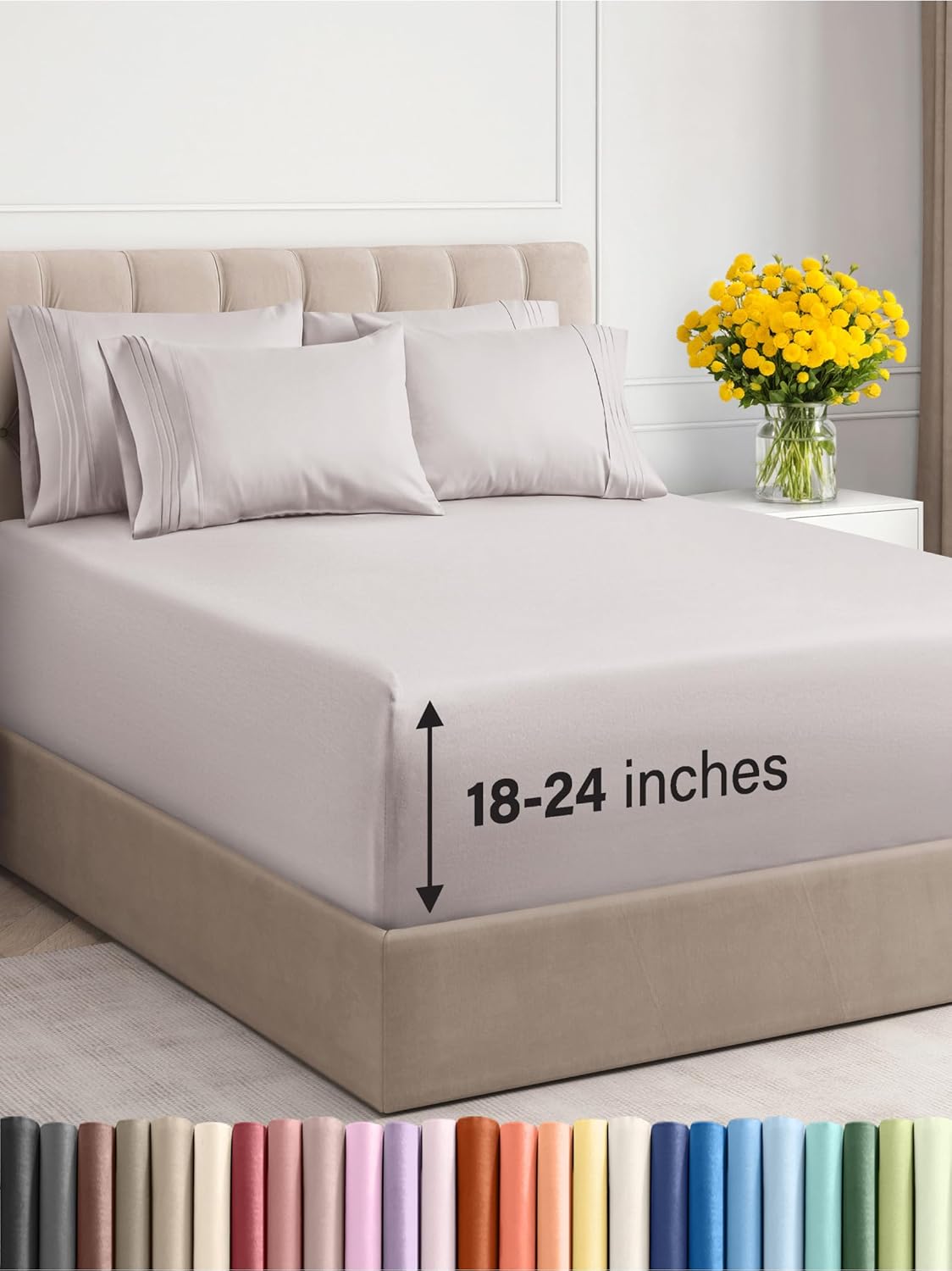 Extra Deep Pocket King Sheets - 4 Piece Breathable & Cooling Bed Sheets - Hotel...