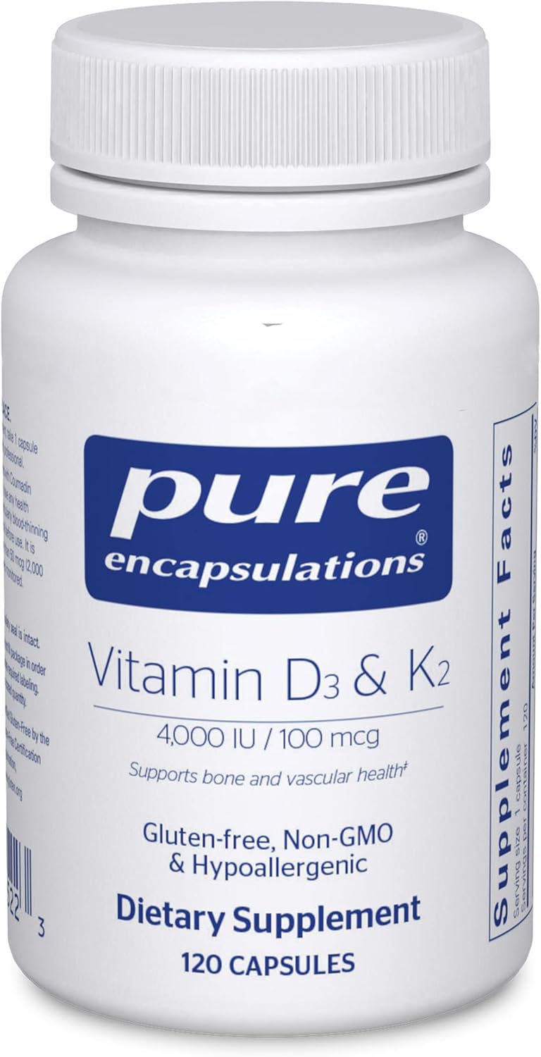 Pure Encapsulations Vitamin D3 & K2 | Bone and Vascular Health Support | 120 Cap...