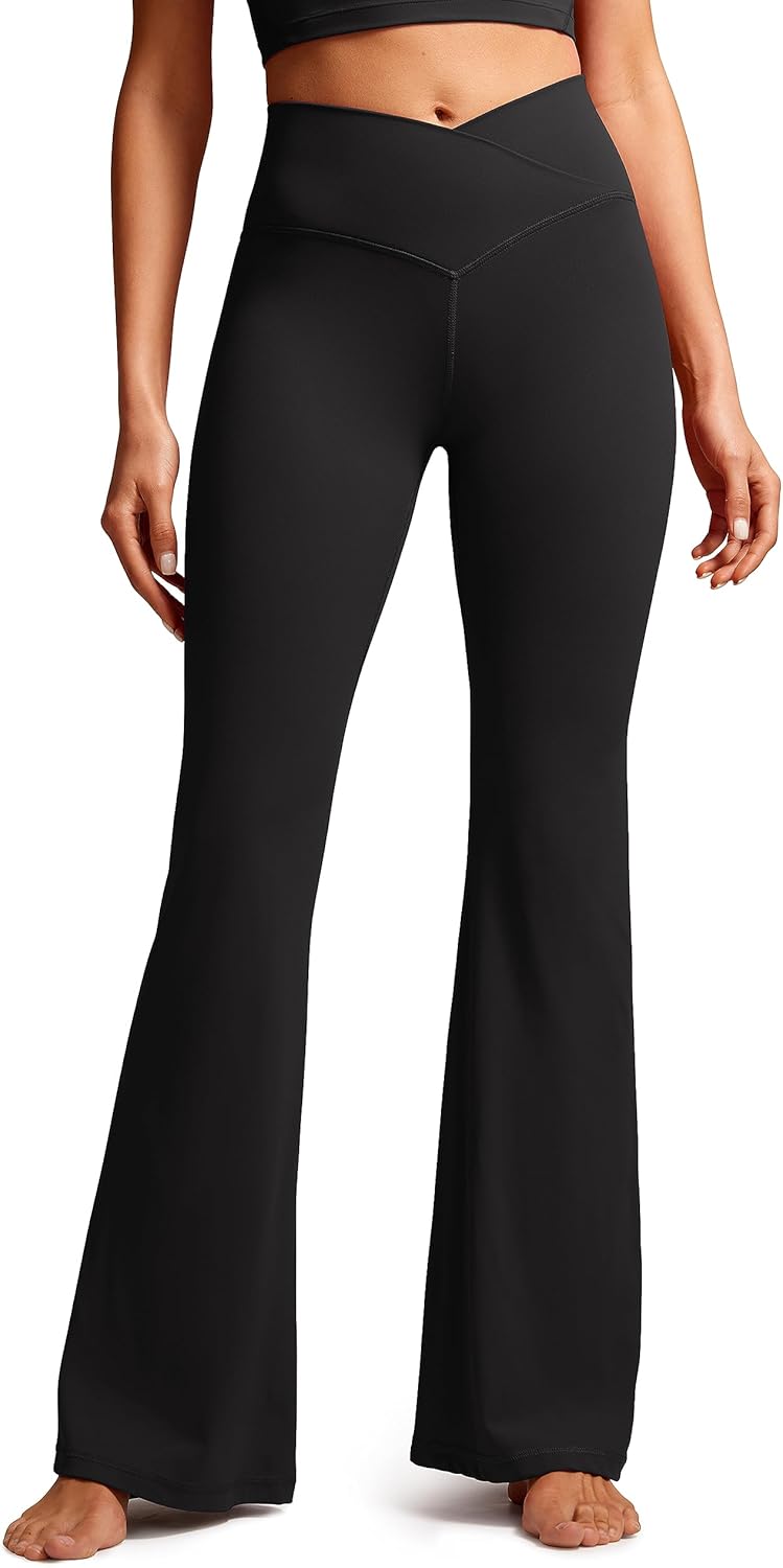 CRZ YOGA Butterluxe Crossover Flare Leggings for Women 31" - High Waist V Cross...