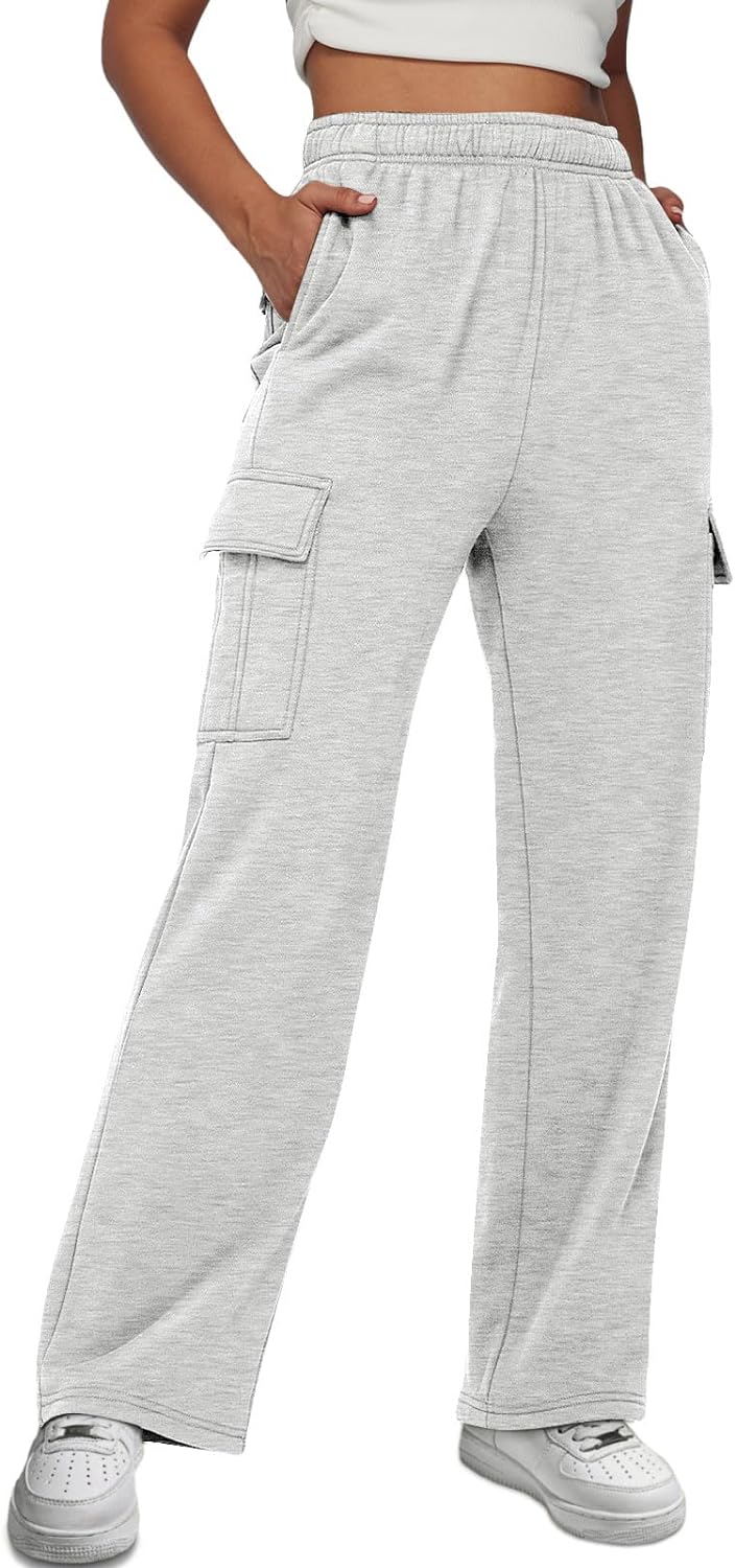 AUTOMET Womens Cargo Sweatpants Baggy Fleece High Waisted Joggers Sweat Pants At...