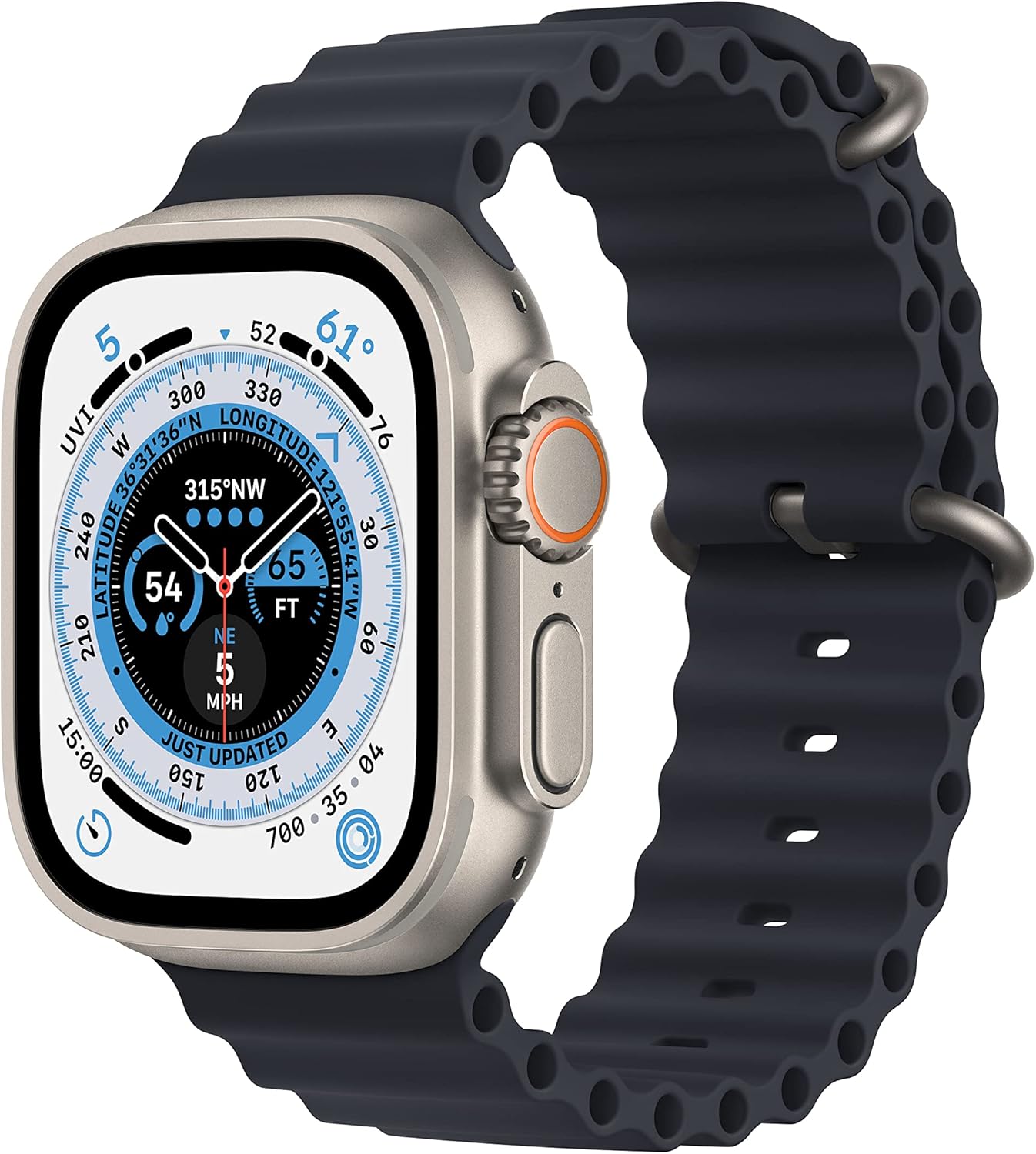 Apple Watch Ultra [GPS + Cellular 49mm] Titanium Case with Midnight Ocean Band,...