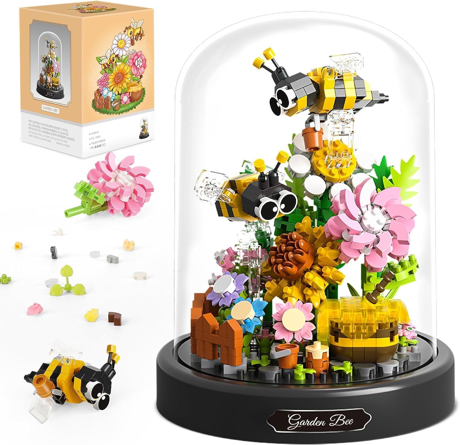 QLT Bee Flower Bouquet Micro Mini Building Sets,Animals Flowers Botanical Collec...