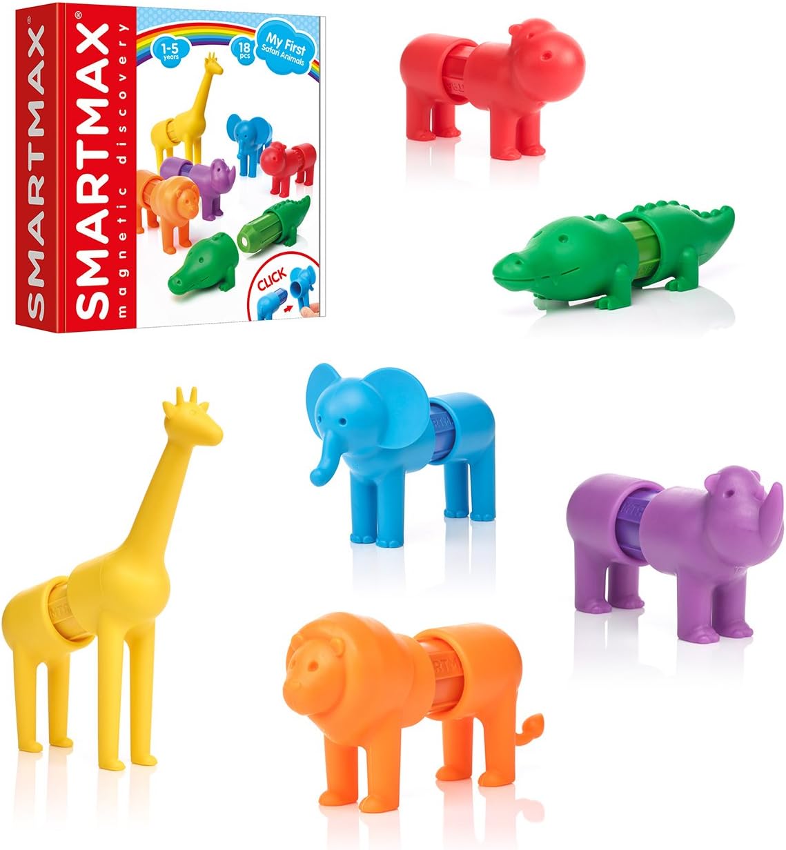 SmartMax My First Safari Animals STEM Magnetic Discovery Building Set with Soft...