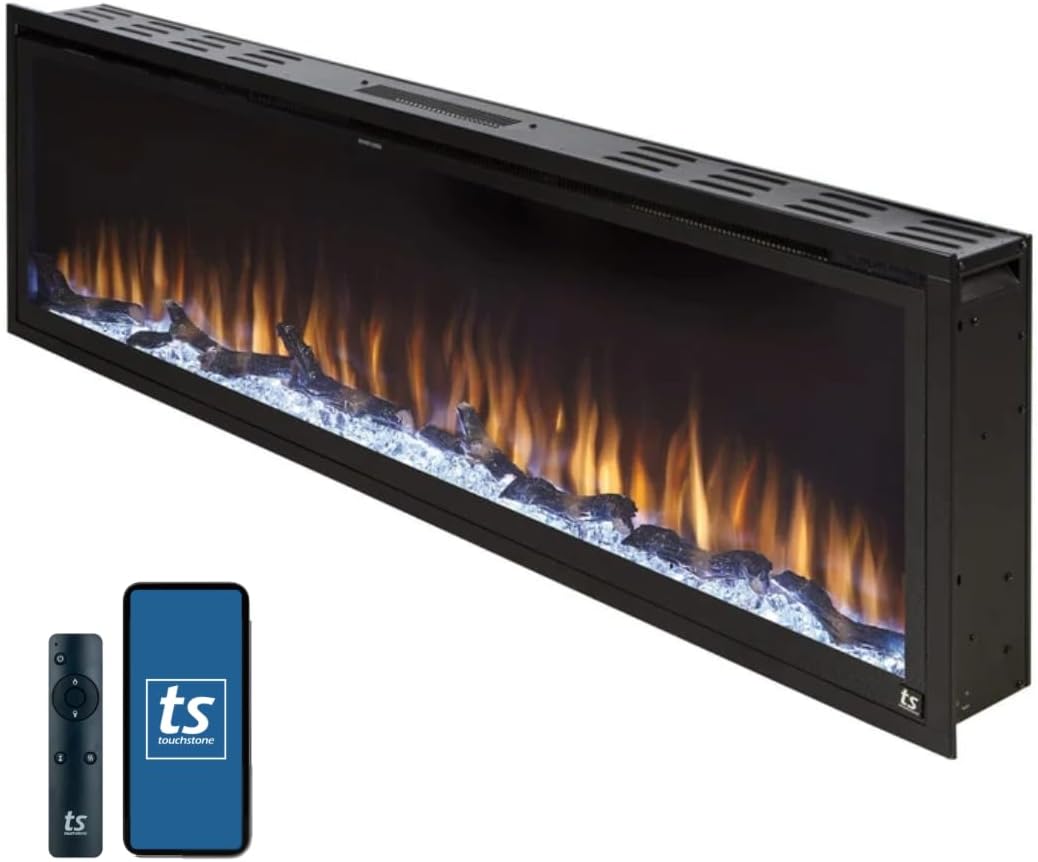 Touchstone Sideline Elite Smart 60” WiFi-Enabled Electric Fireplace - in-Wall Re...