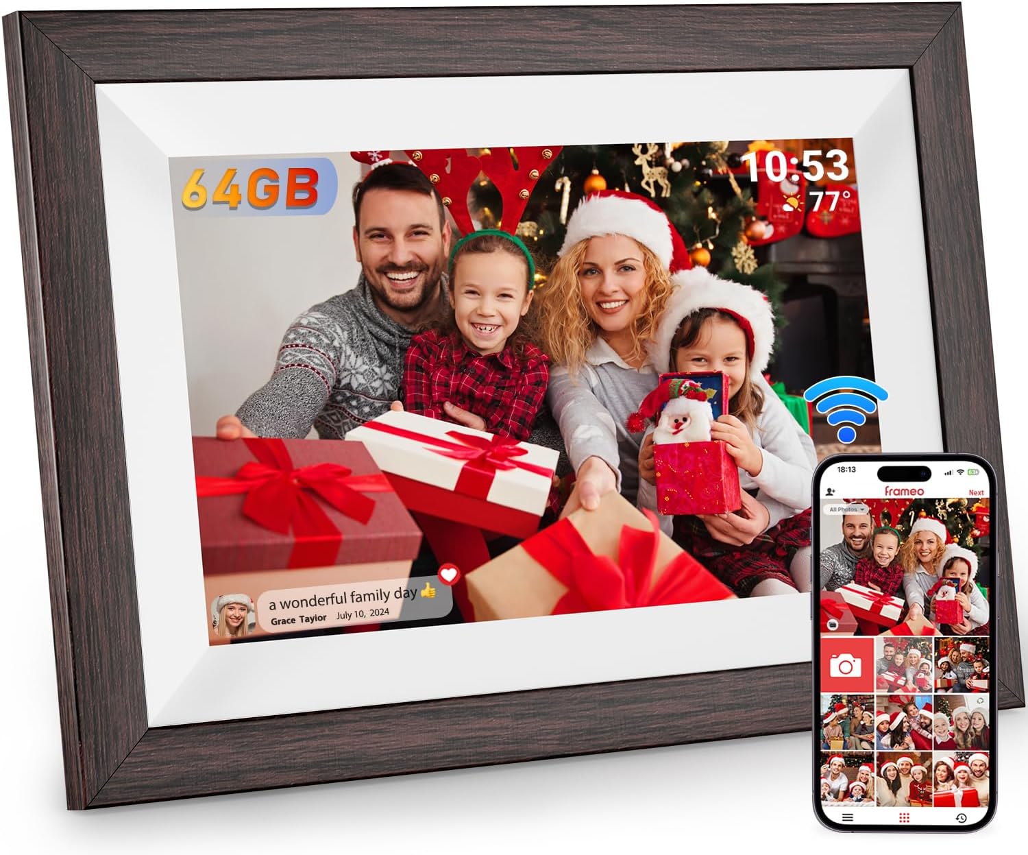 Frameo 64GB Digital Photo Frame, Frameo WiFi Digit...