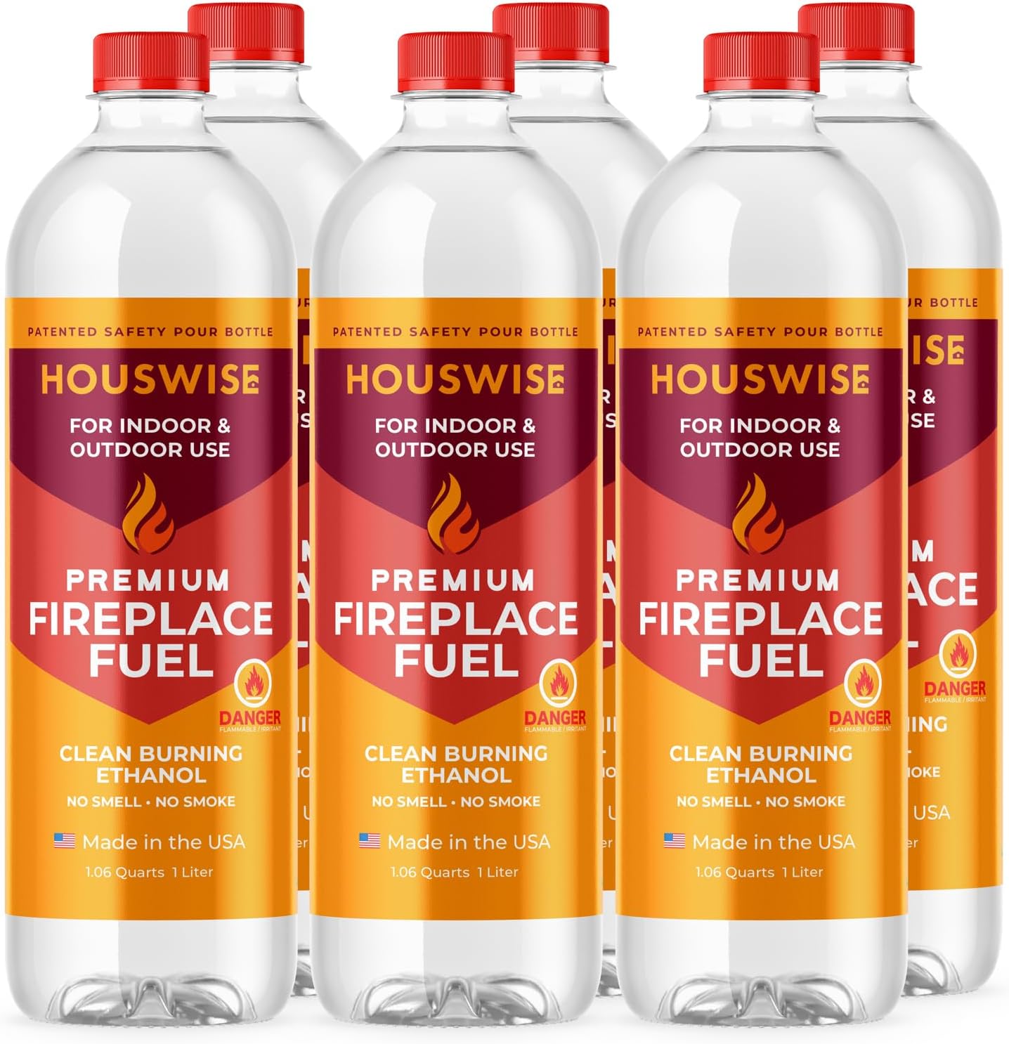 Bio Ethanol Fireplace Fuel 6 x 1 Liter - Bioethanol Fuel Tabletop Fire Pit, Bio...
