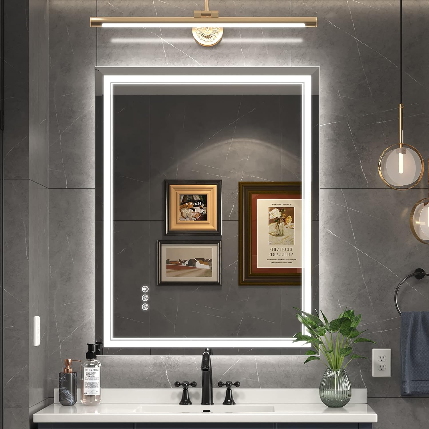 28x36 Inch Led Mirror for Bathroom with Front Light and Backlit, Dimmable Anti F...