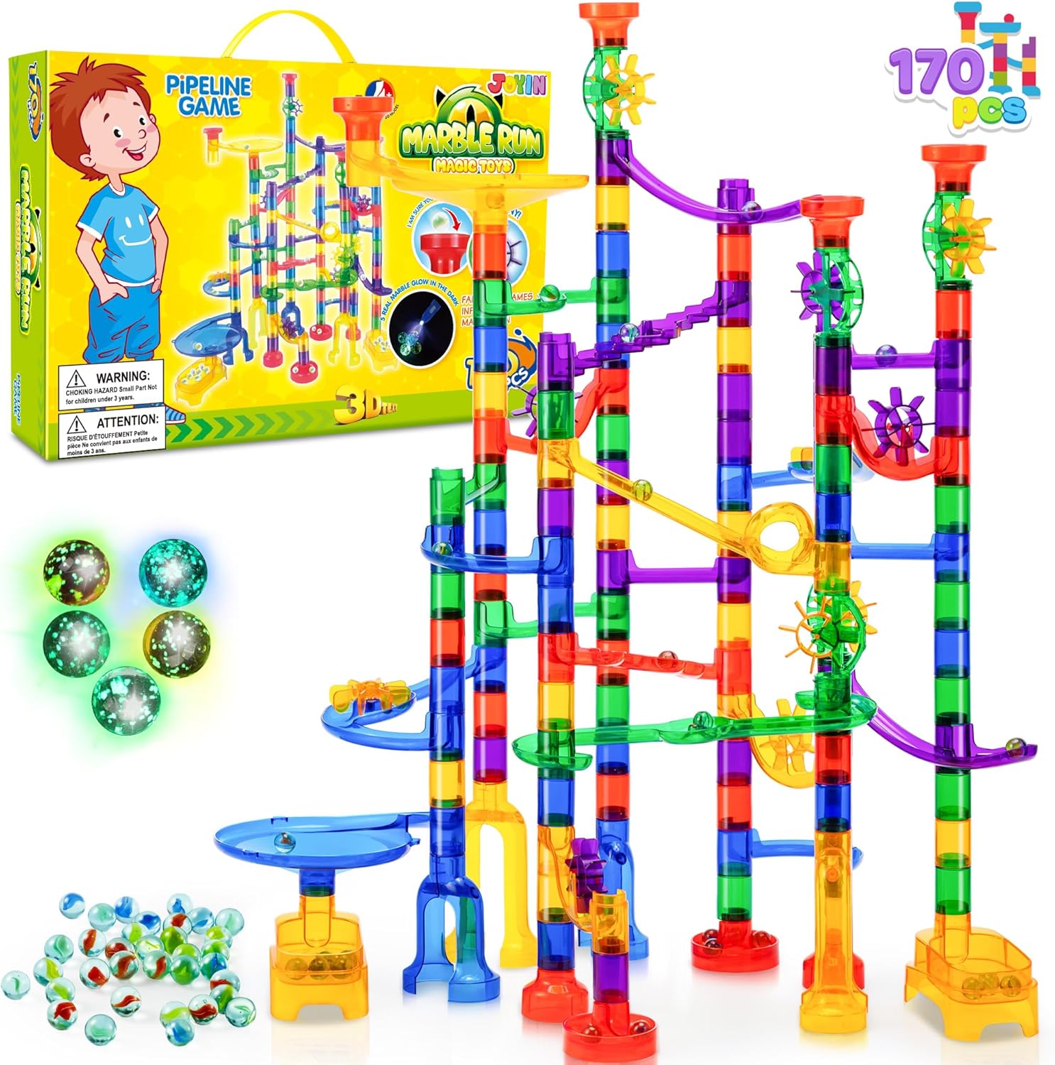 JOYIN 170Pcs Marble Run Premium Toy Set, Construction Building Blocks Toys, STEM...