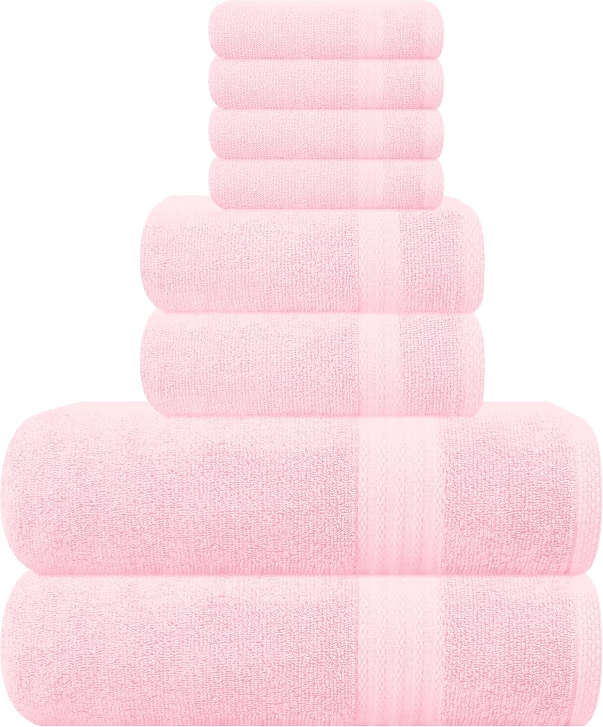 GLAMBURG Ultra Soft 8-Piece Towel Set - 100% Pure Ringspun Cotton, Contains 2 Ov...