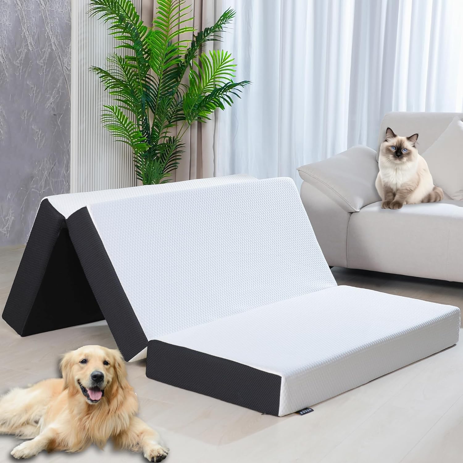 Mattress Topper, 6 Inch Memory Foam, Full Size, Tri-fold, Ventilated, Conform Er...