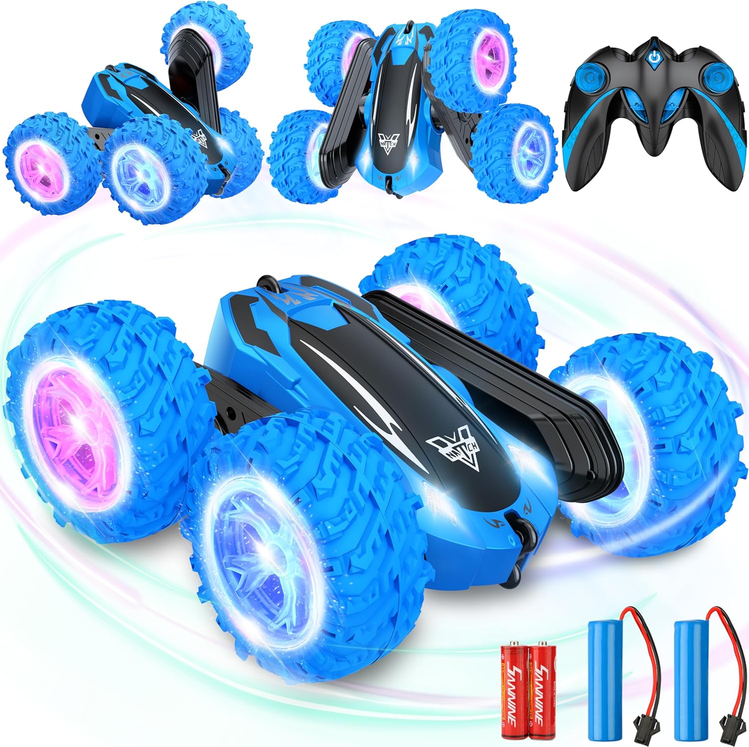 KKONES Remote Control car,2.4GHz Electric Race Stunt Car,Double Sided 360° Rolli...
