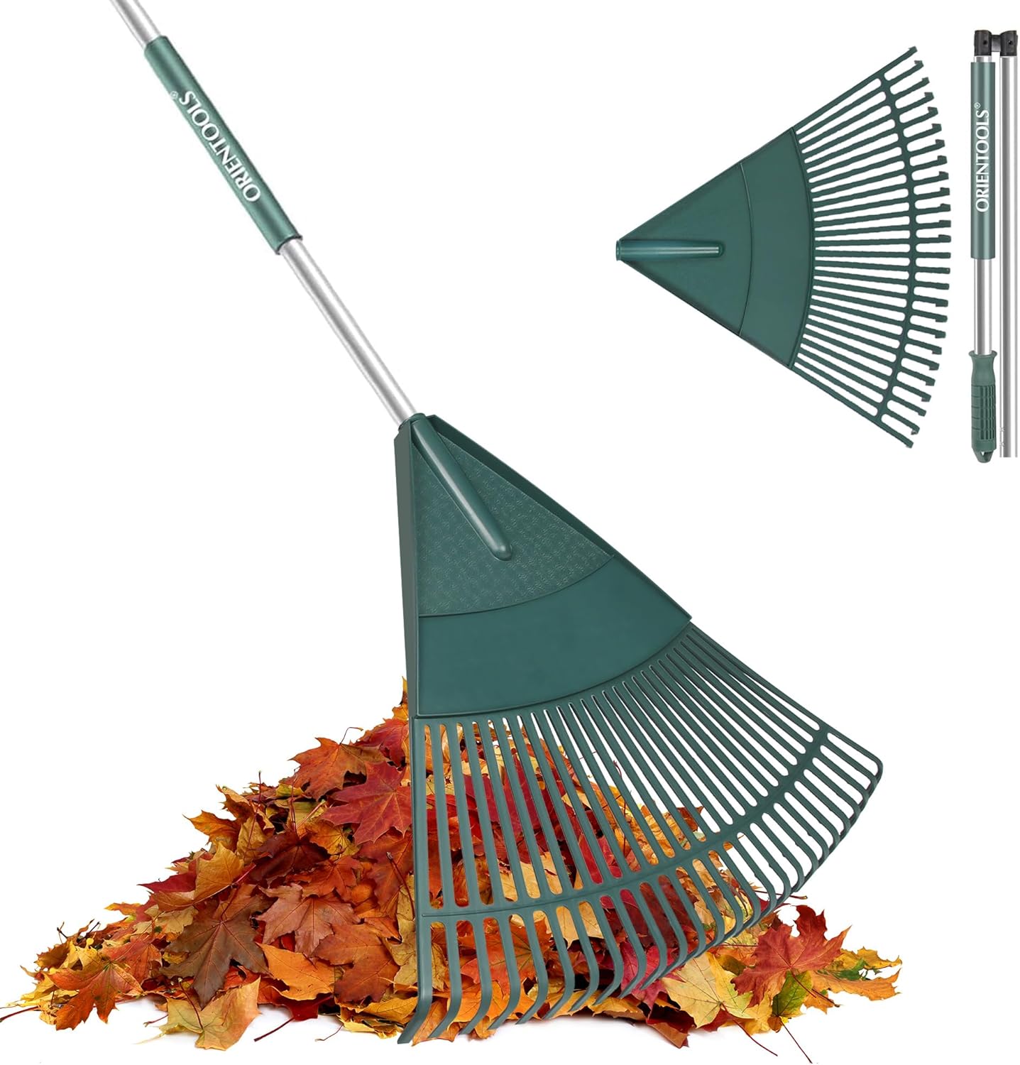 ORIENTOOLS Garden Rake, Garden Leaf Rake, Foldable Garden rake for Leaves Lightw...