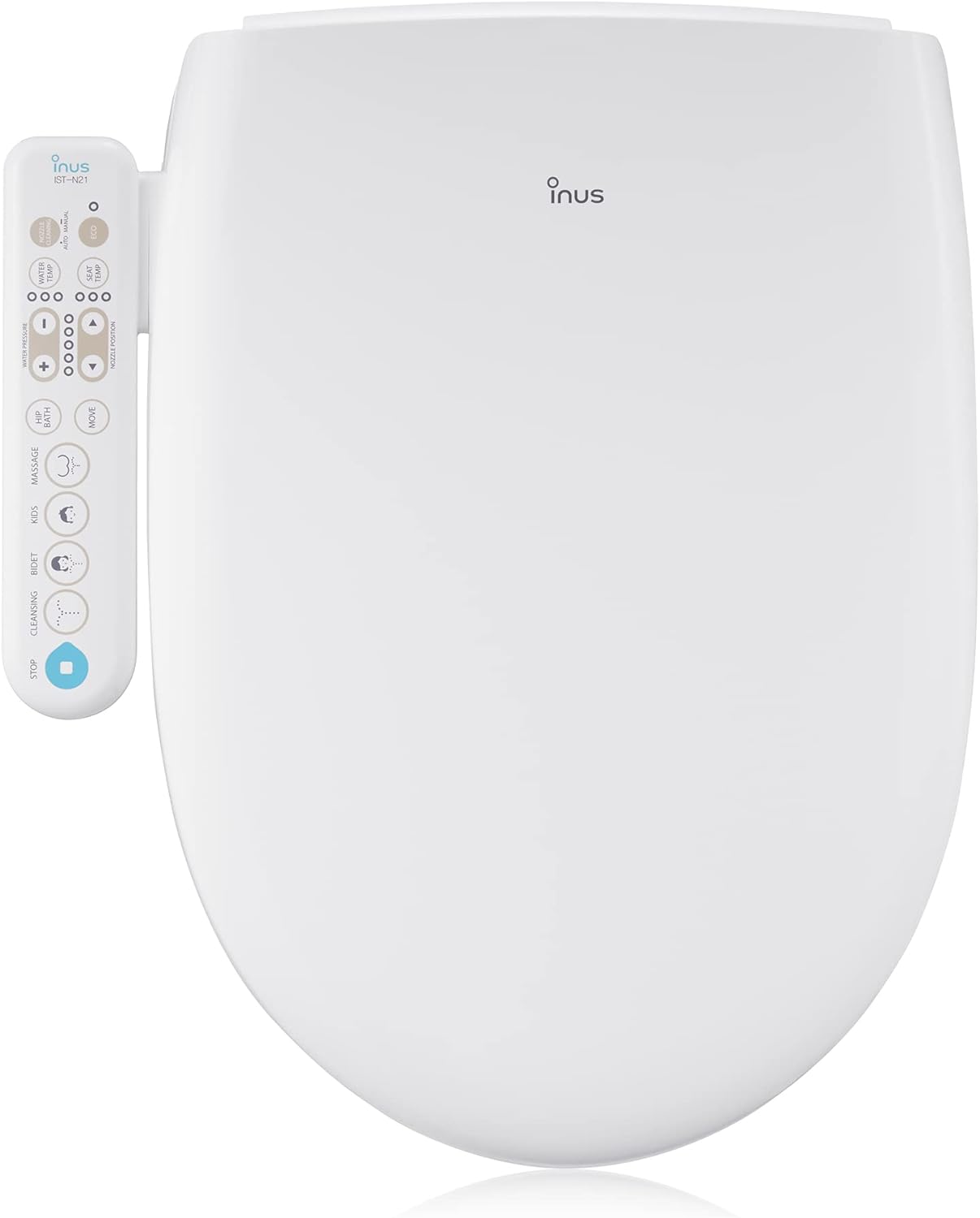 Inus N21 Electric Heated Bidet Toilet Seat Elongated, Warm Water, Smart Heated W...