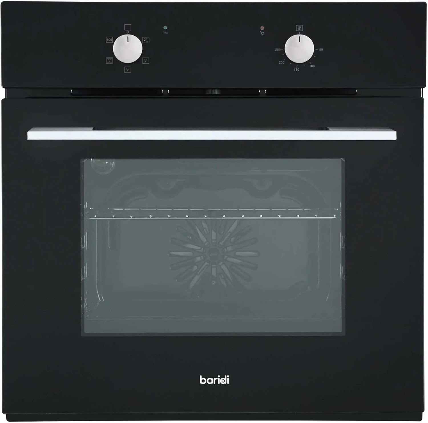 Baridi 60cm Built-In Five Function Fan Assisted Oven, 55L Capacity, Black - DH12...