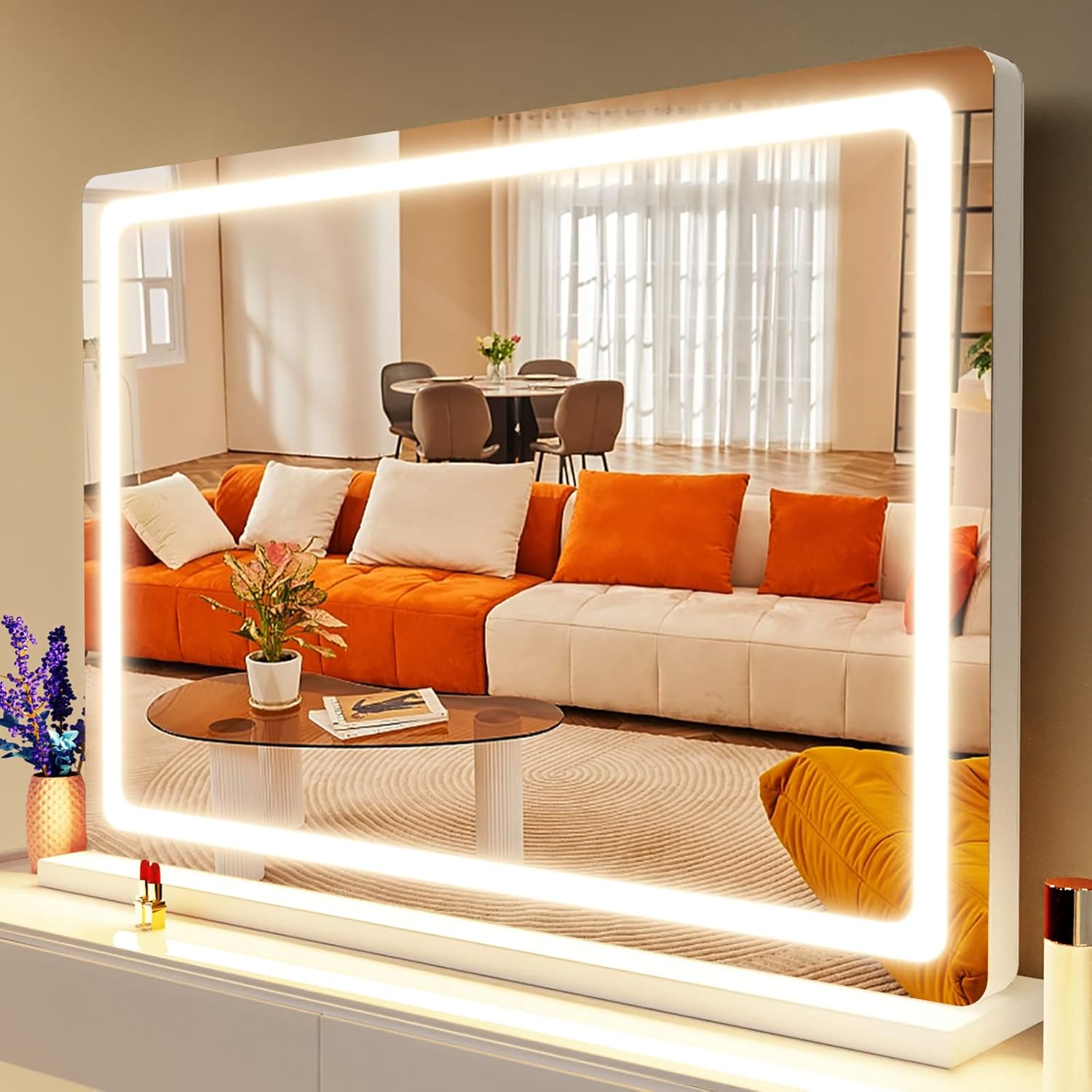 Makeup Vanity Mirror with Lights 32" x 24" Large LED Makeup Mirror, Light up Mir...