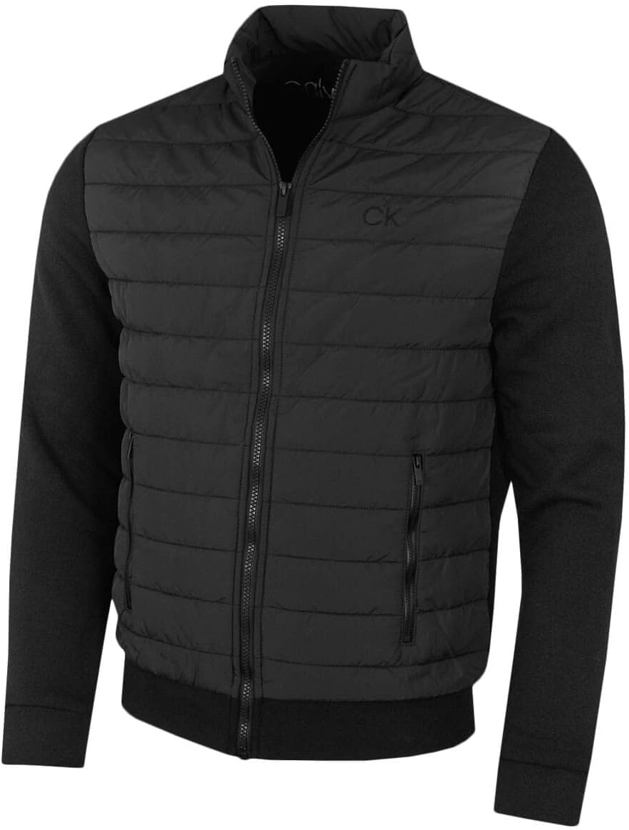 Calvin Klein Mens Hybrid Quilted Fleece Funnel Neck Jacket M Black