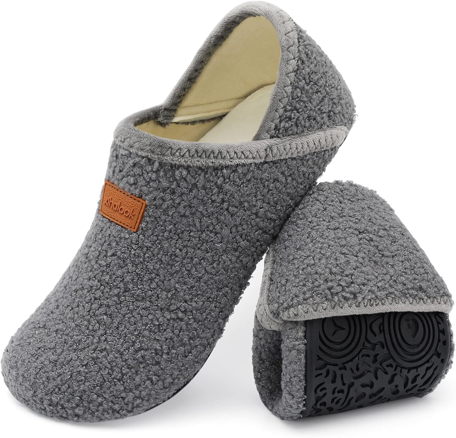 XIHALOOK House Slippers for Women Men Cozy Sock Shoes with Soft Rubber Sole Slip...