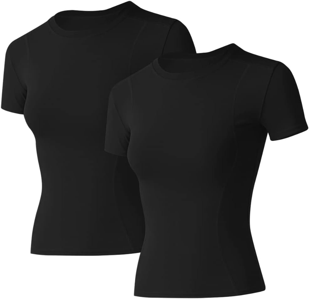 Loovoo Women Workout Shirts 1/2/3 Pack Athletic Compression Tee Dry Fit Yoga Gym...