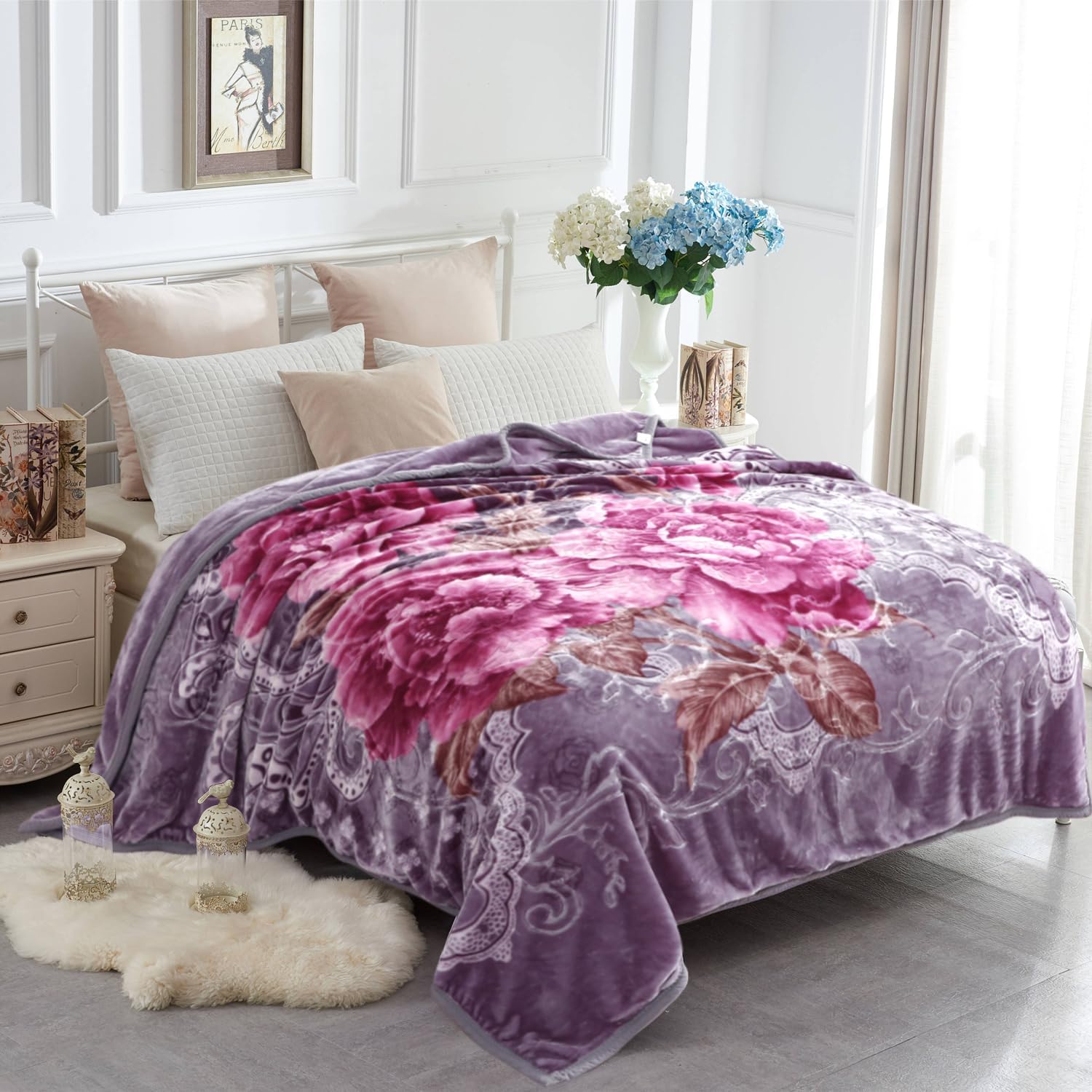 JYK Soft Blanket Queen Size Korean Mink Blanket, 5 LB Fleece Blanket - 2 Ply Rev...