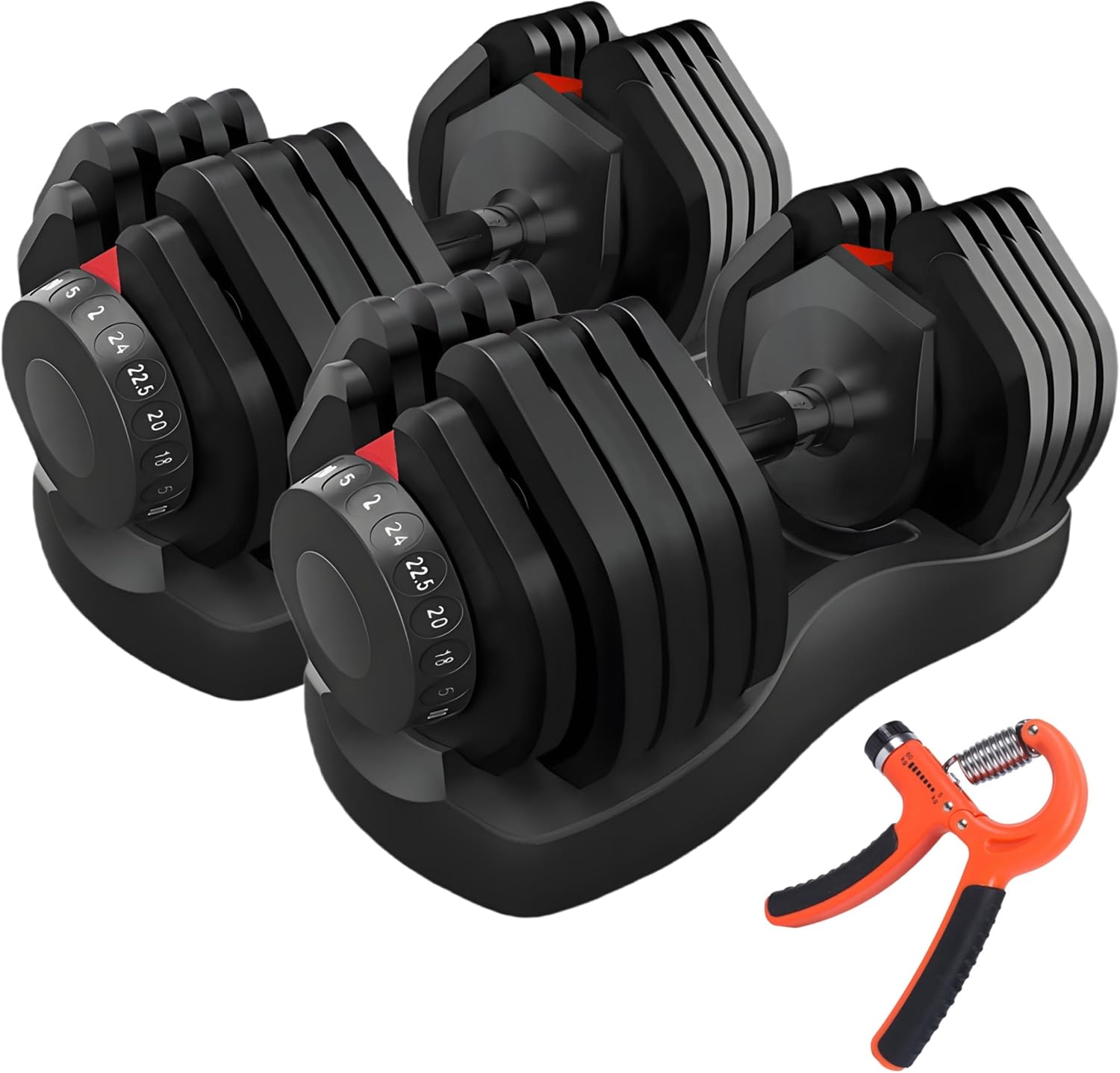 HAKENO 2x24kg/40kg Pair Adjustable Dumbbell 15 Weight in 1 with Fast Automatic A...